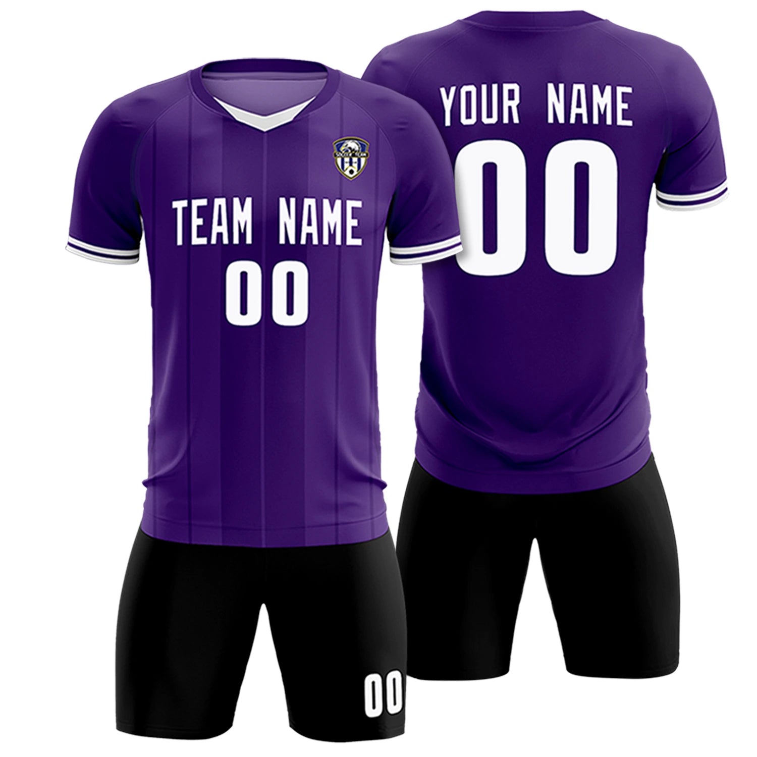 Custom Purple White-Black Design Uniform Soccer Sets Jersey
