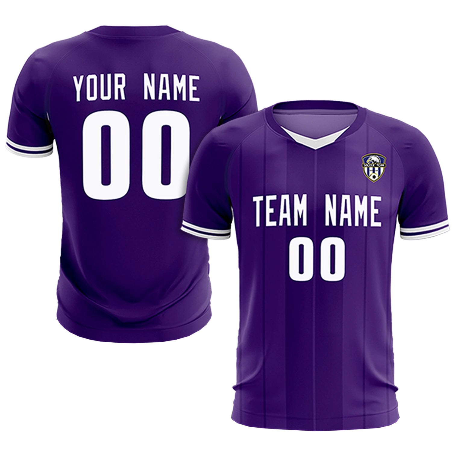 Custom Purple White-Black Design Uniform Soccer Sets Jersey