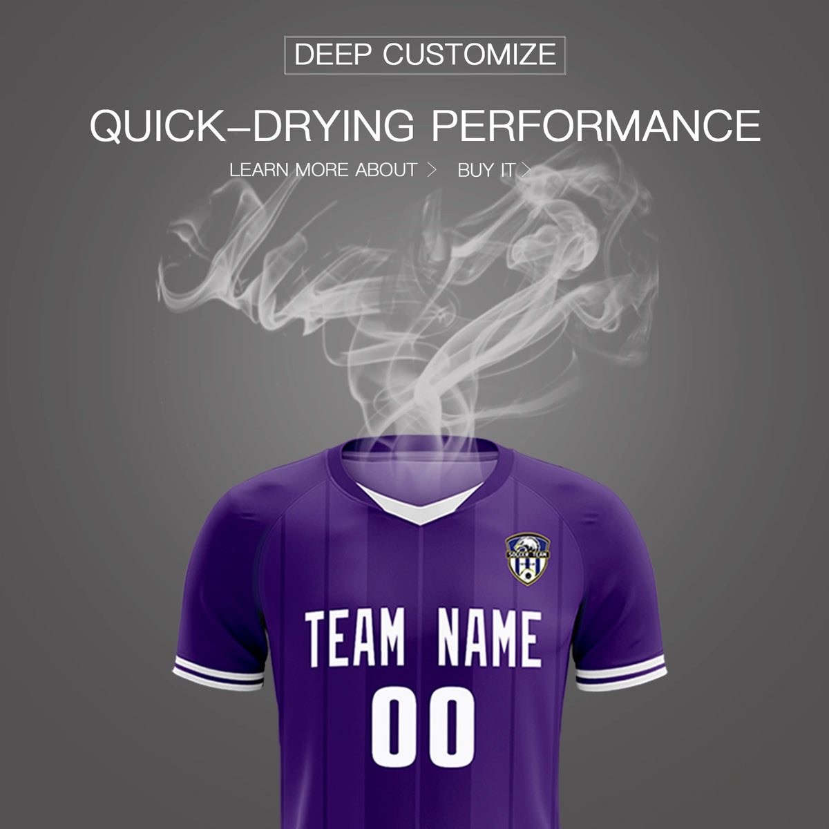 Custom Purple White-Black Design Uniform Soccer Sets Jersey