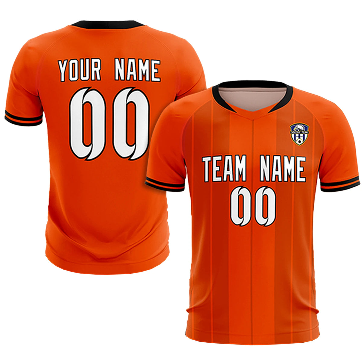 Custom Orange Black-Black Design Uniform Soccer Sets Jersey
