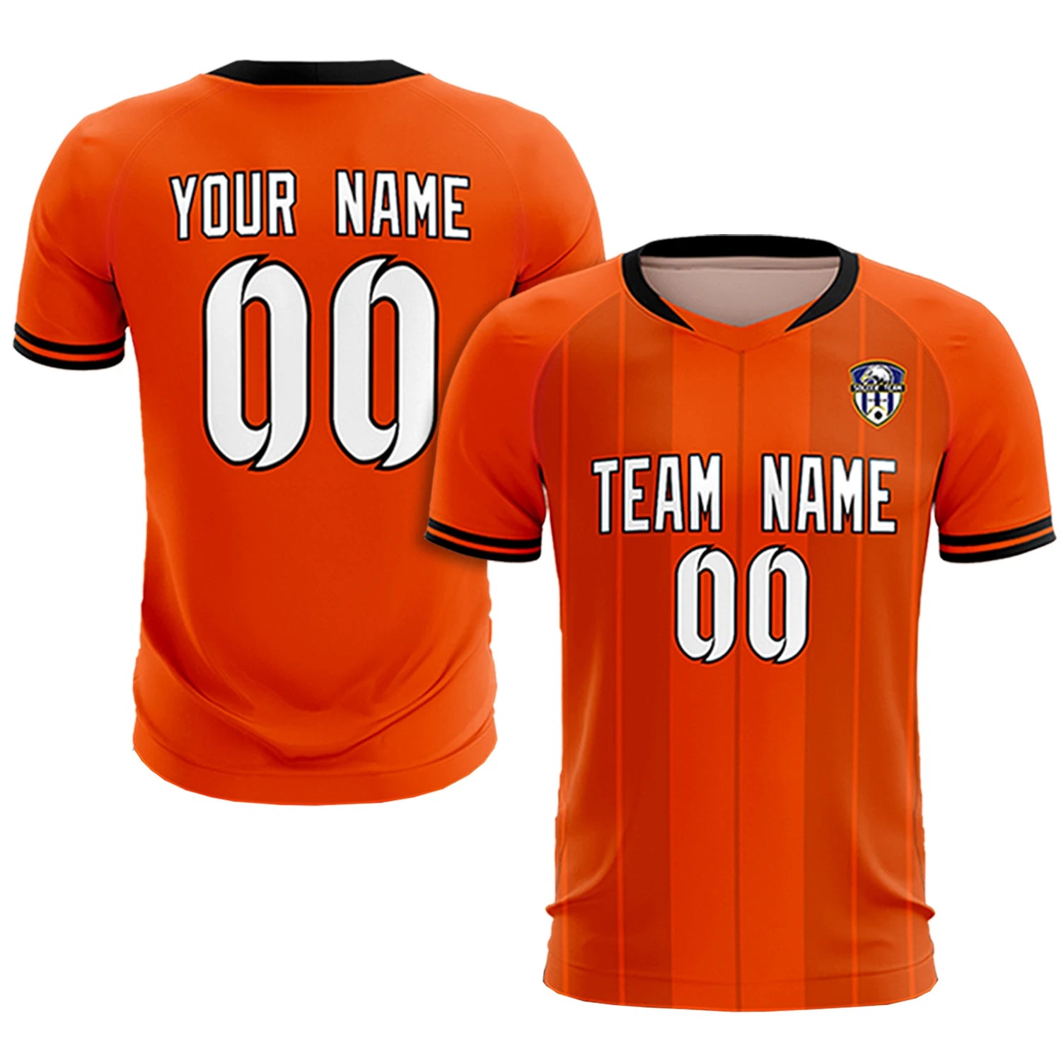 Custom Orange Black-Black Design Uniform Soccer Sets Jersey