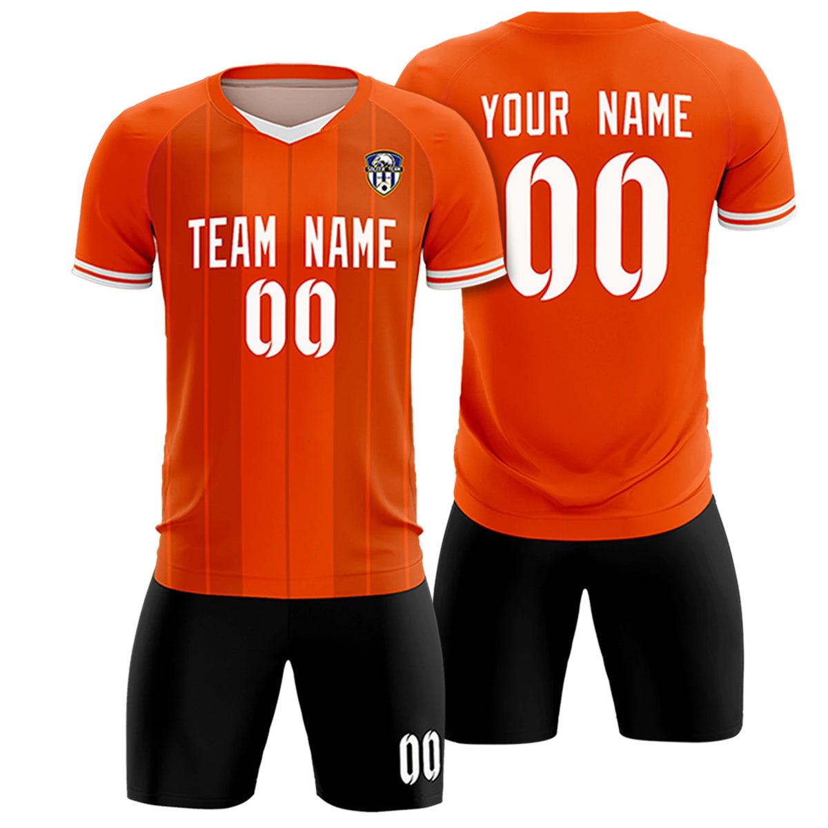 Custom Orange White-Black Design Uniform Soccer Sets Jersey