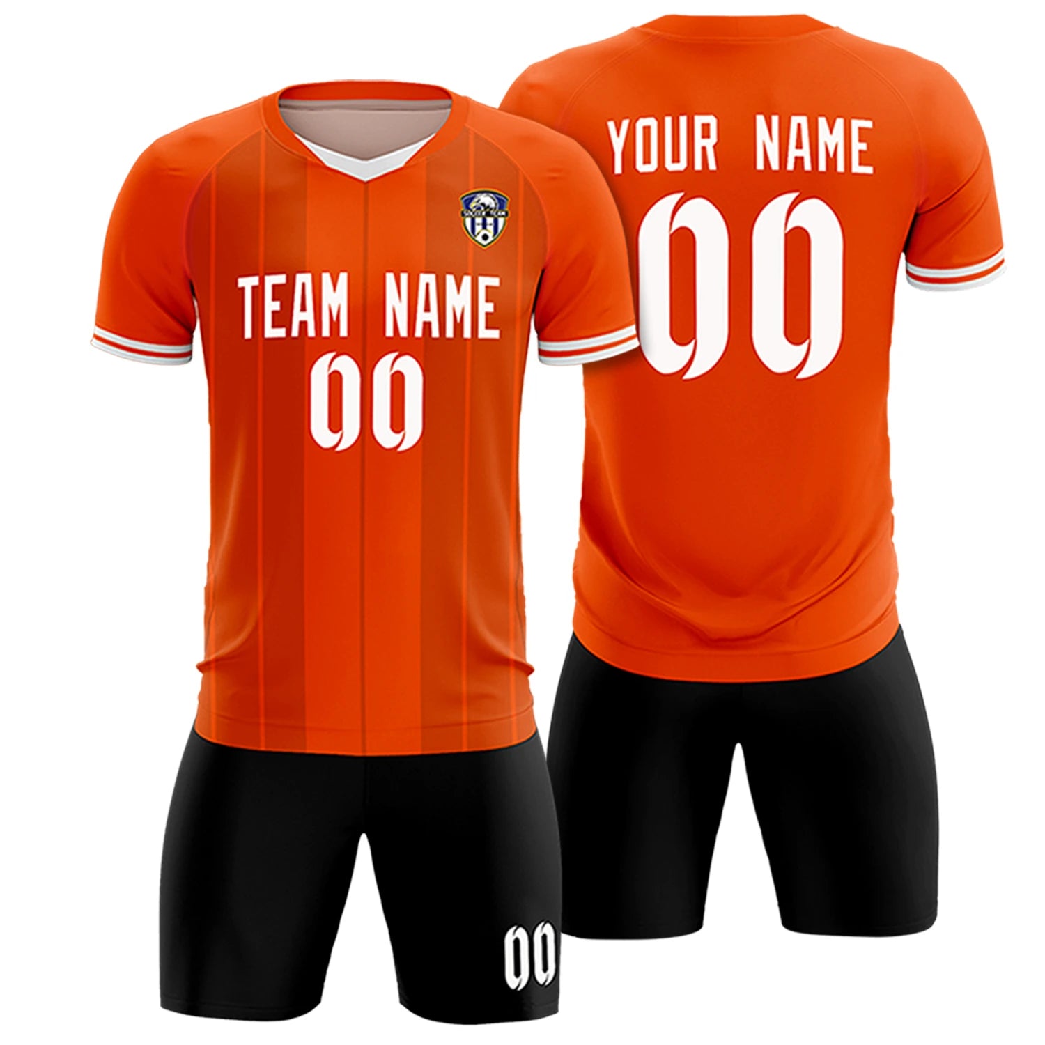Custom Orange White-Black Design Uniform Soccer Sets Jersey