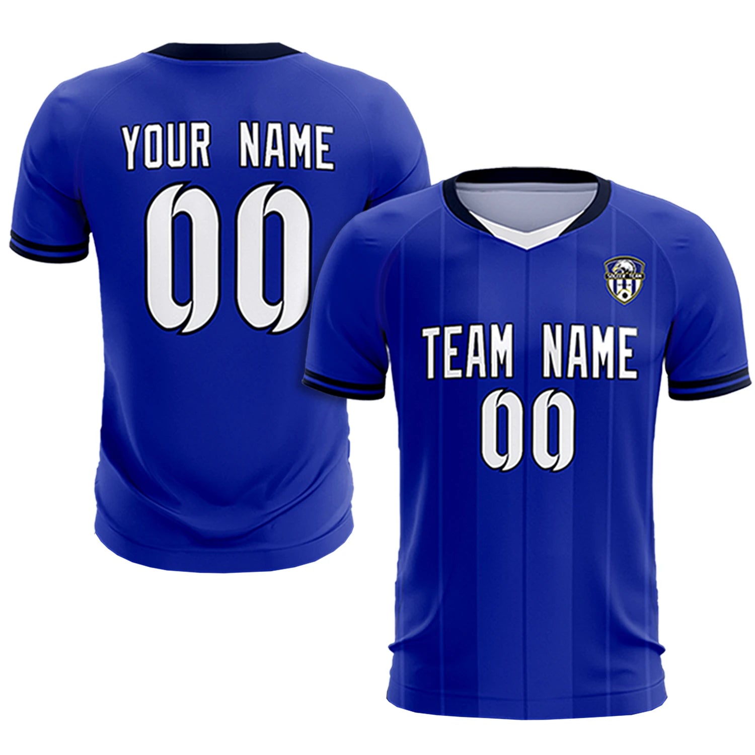 Custom Royal Blue-Navy Navy Design Uniform Soccer Sets Jersey