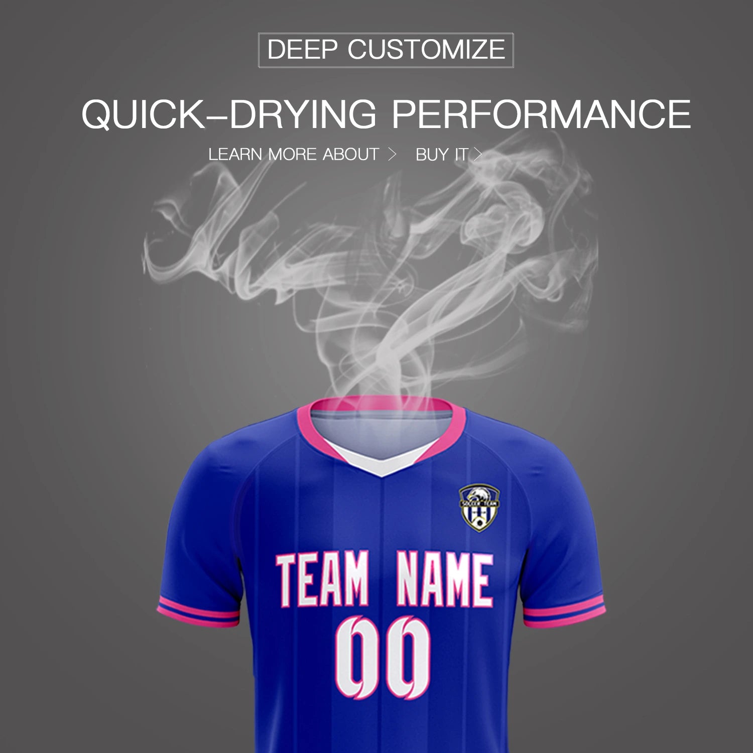 Custom Royal Blue-Pink Navy Design Uniform Soccer Sets Jersey