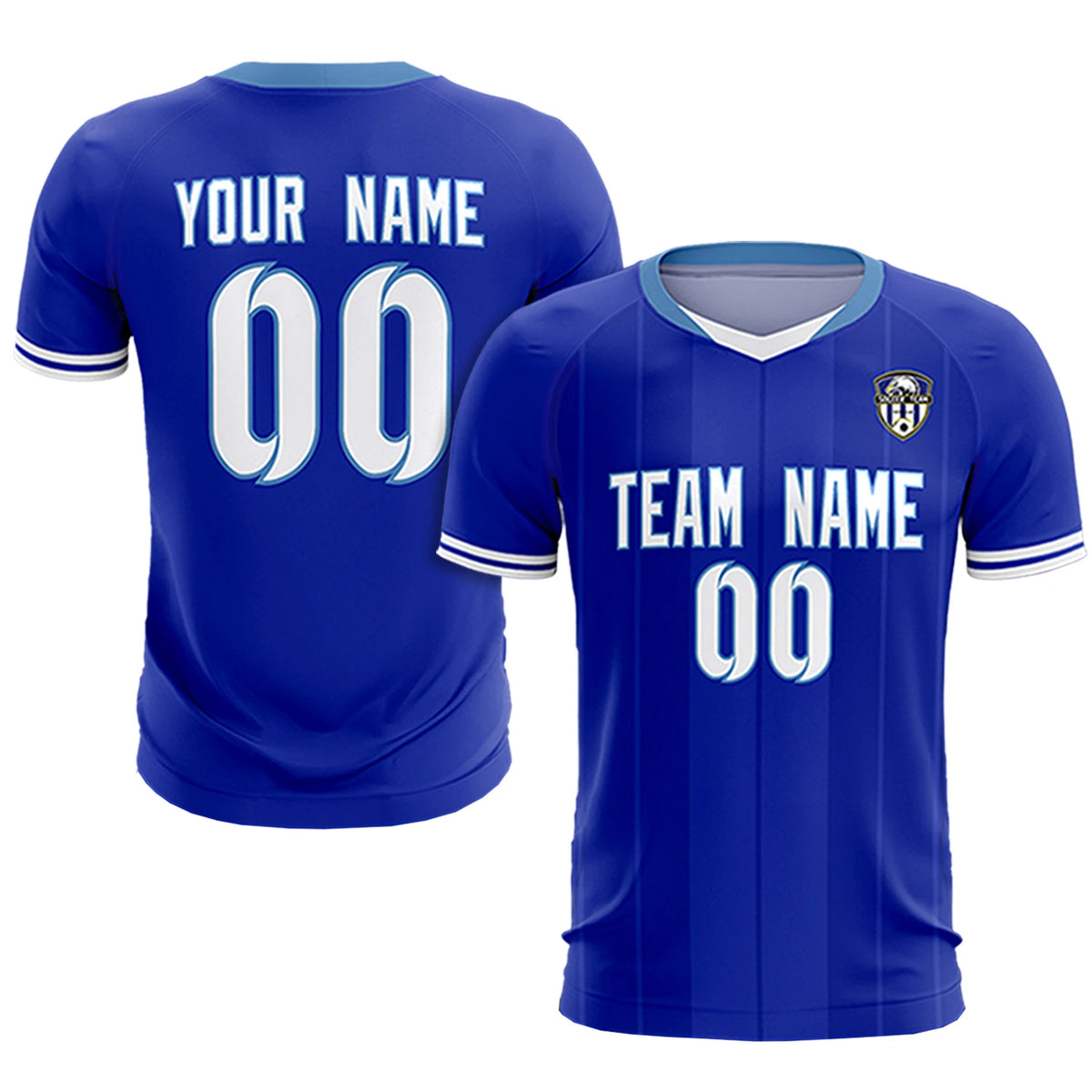 Custom Royal Blue-Light Blue Navy Design Uniform Soccer Sets Jersey