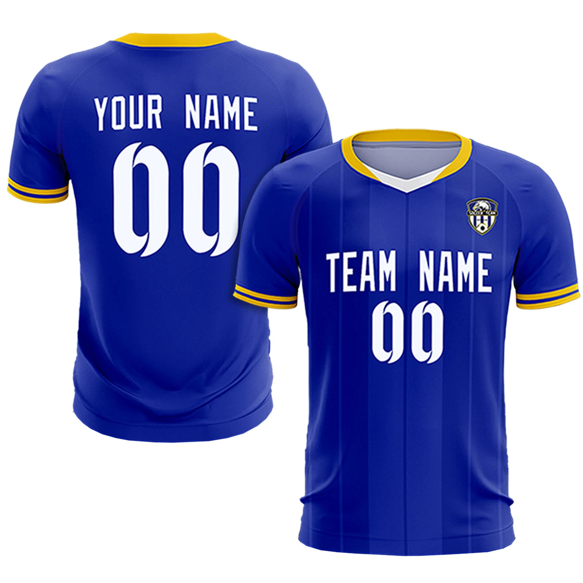Custom Royal Blue-Old Gold Navy Design Uniform Soccer Sets Jersey