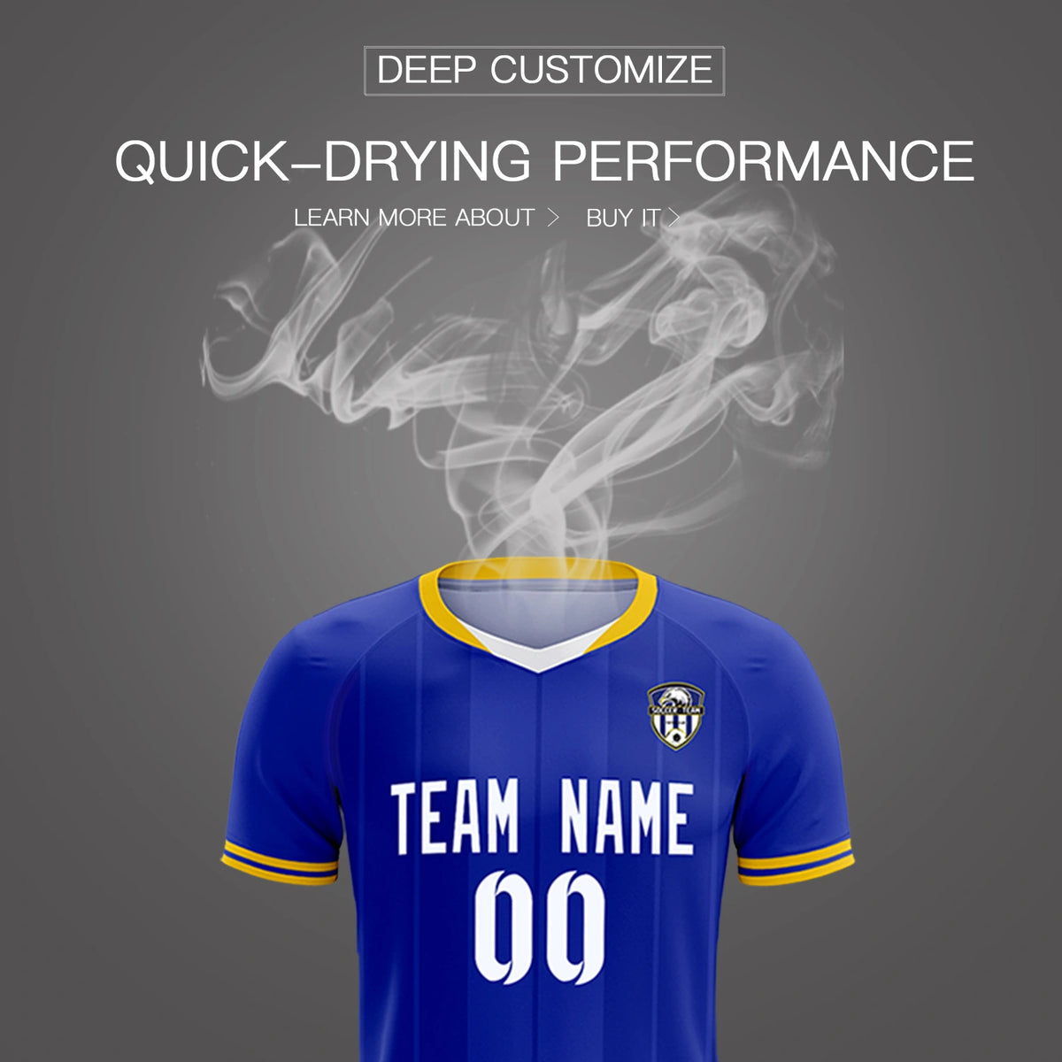 Custom Royal Blue-Old Gold Navy Design Uniform Soccer Sets Jersey