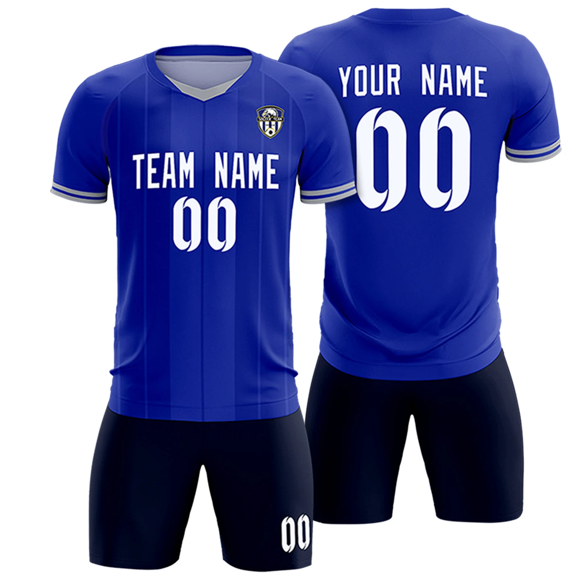 Custom Royal Blue-Gray Navy Design Uniform Soccer Sets Jersey