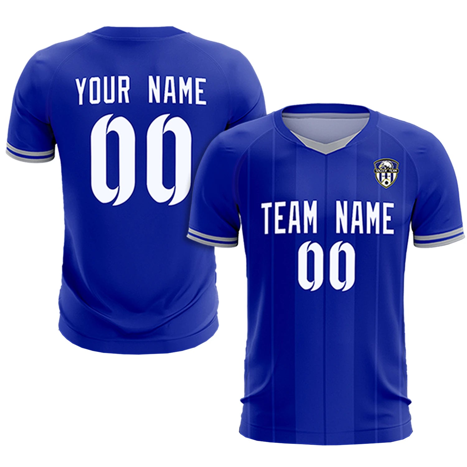 Custom Royal Blue-Gray Navy Design Uniform Soccer Sets Jersey