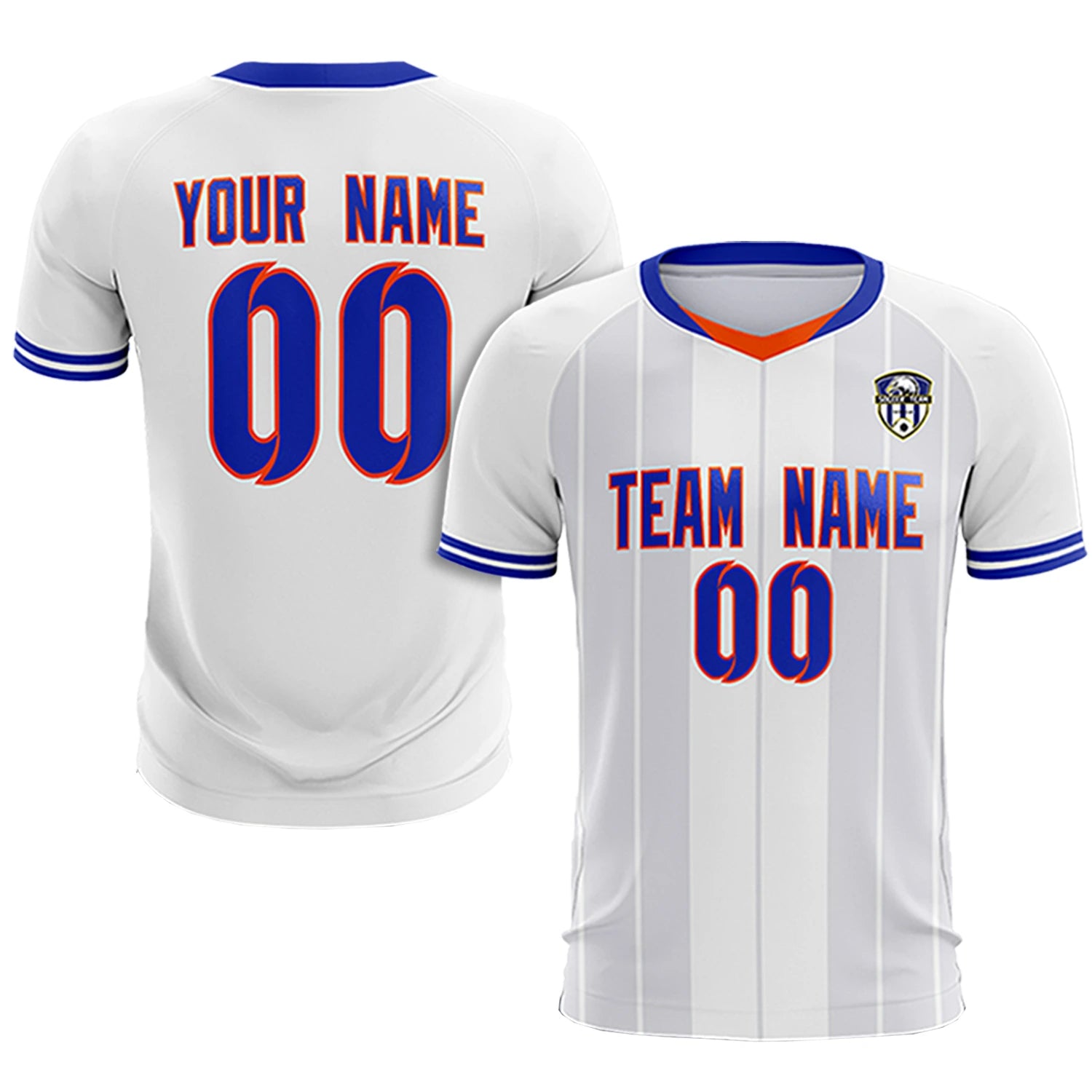Custom White Orange-Navy Design Uniform Soccer Sets Jersey