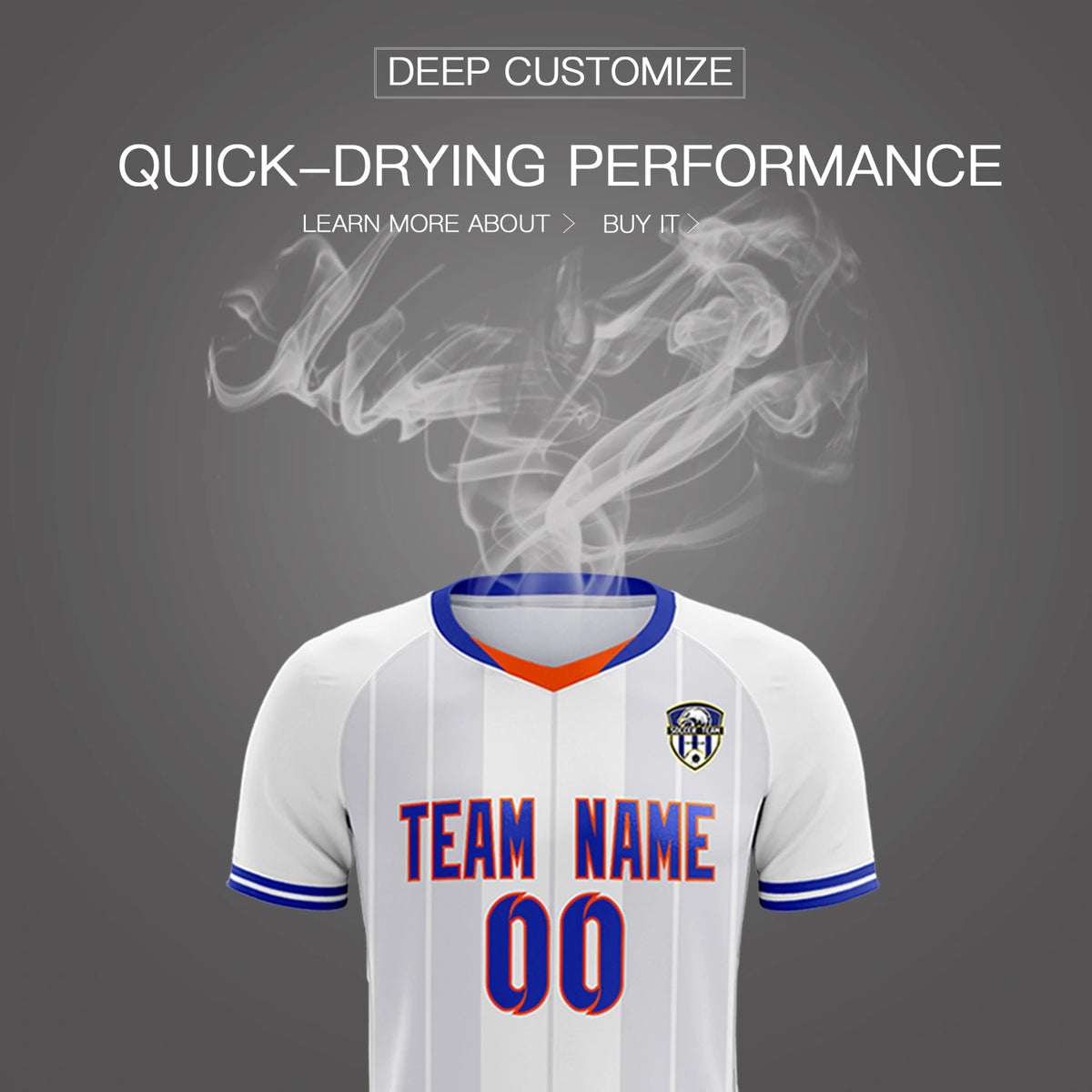 Custom White Orange-Navy Design Uniform Soccer Sets Jersey