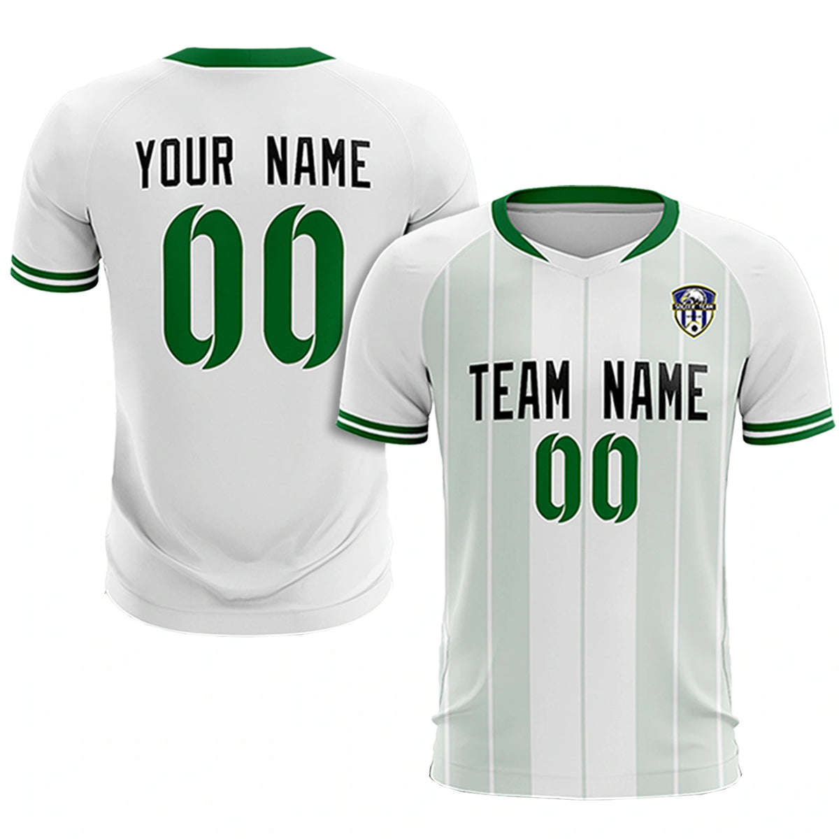 Custom White Kelly Green-Black Design Uniform Soccer Sets Jersey