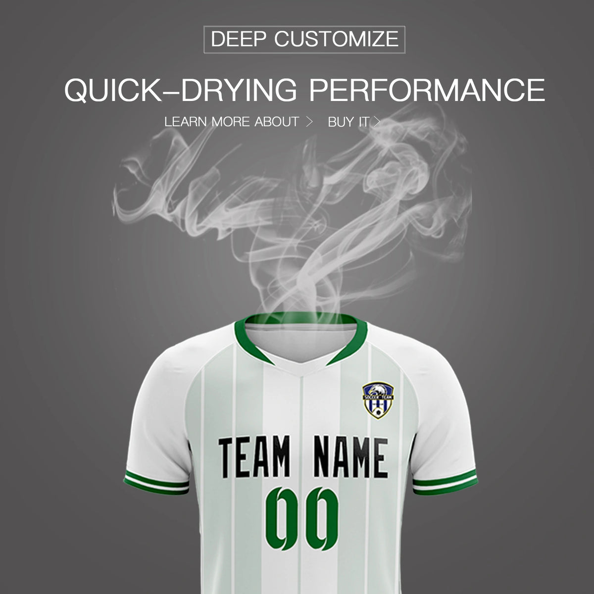 Custom White Kelly Green-Black Design Uniform Soccer Sets Jersey