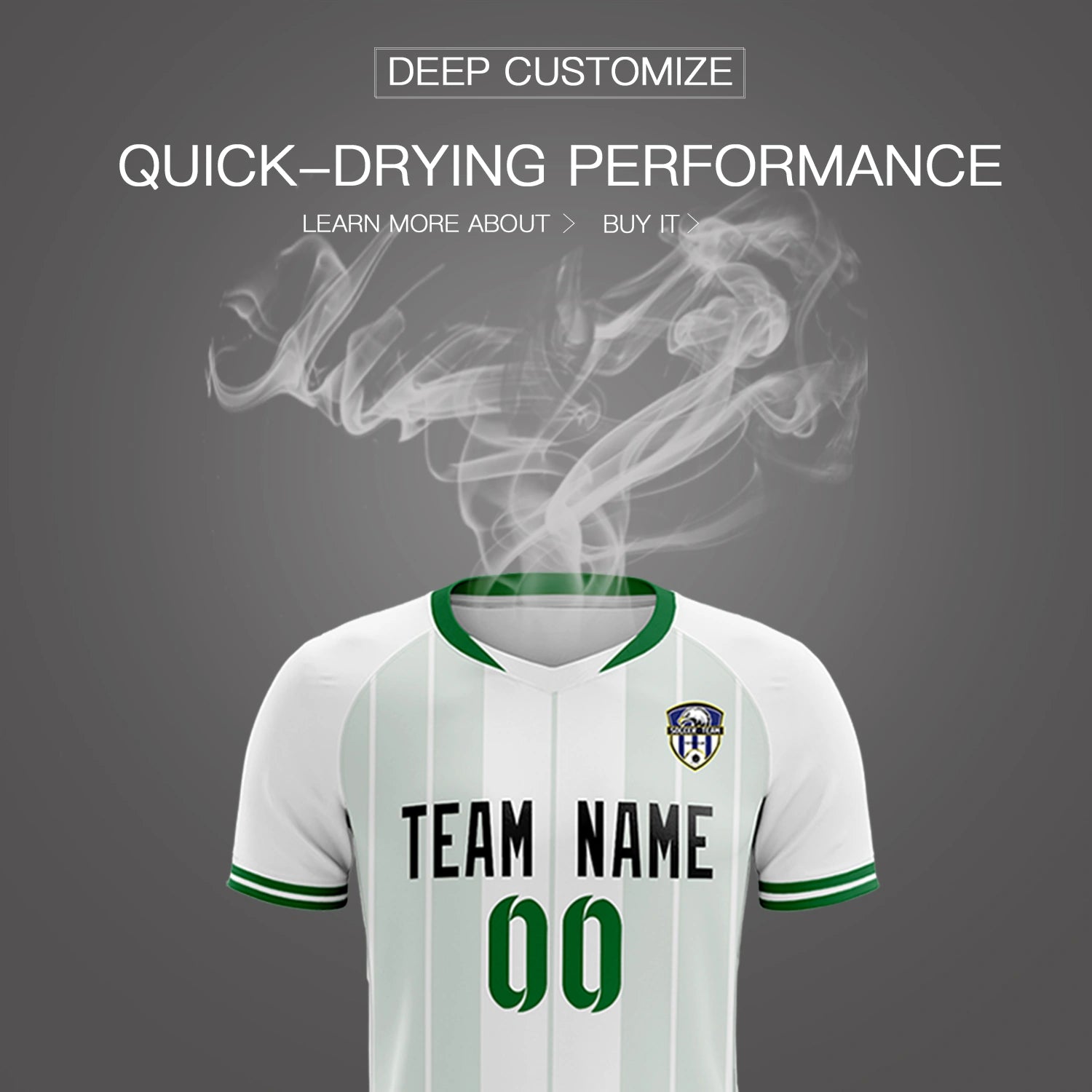 Custom White Kelly Green-Black Design Uniform Soccer Sets Jersey