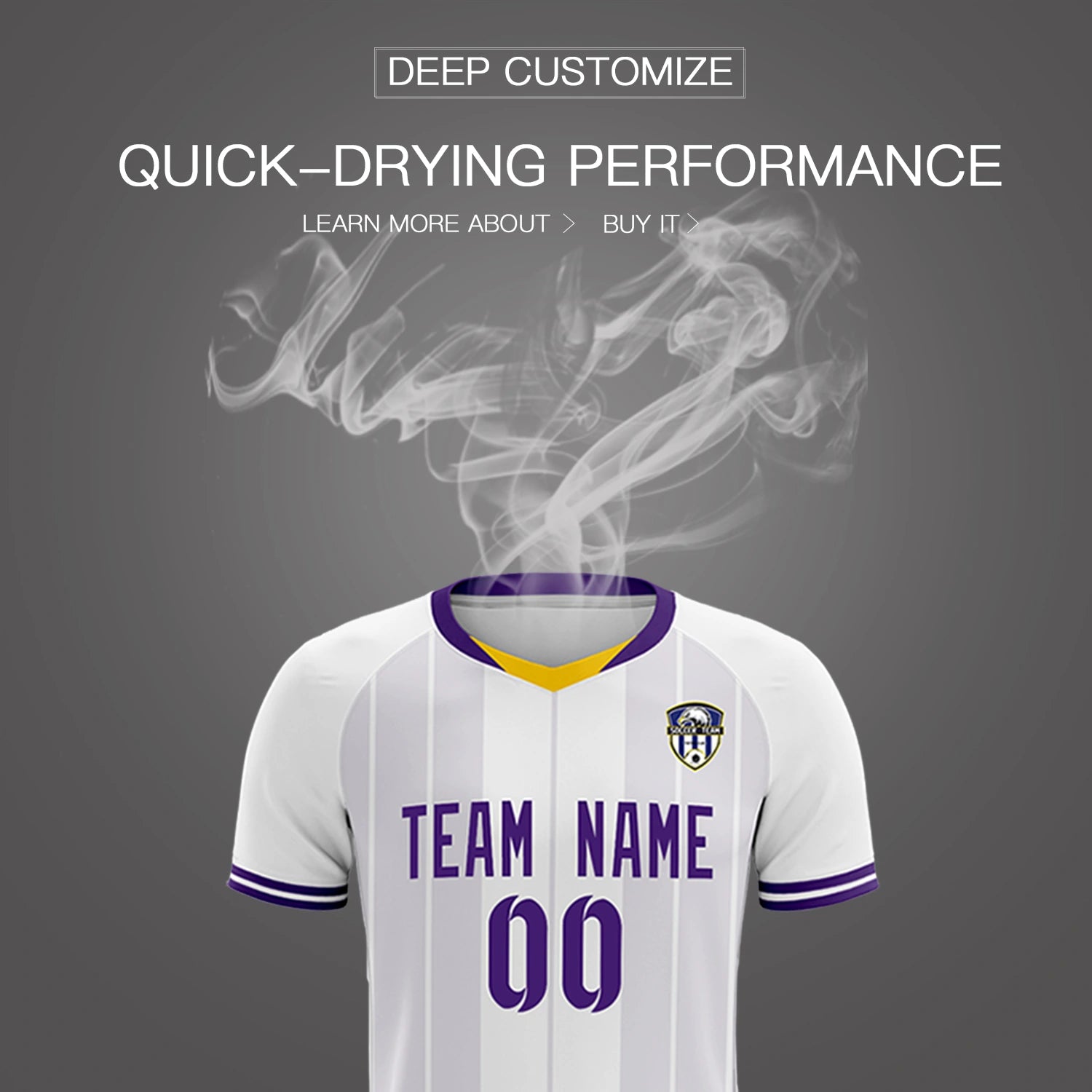 Custom White Old Gold-Purple Design Uniform Soccer Sets Jersey