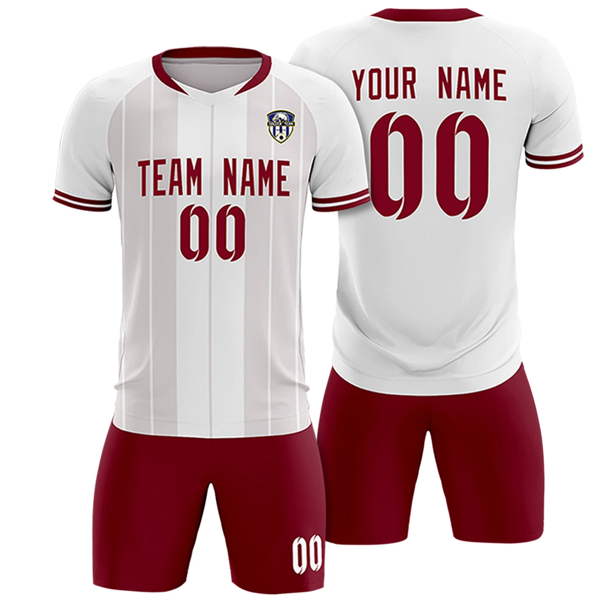 Custom White Crimson-Crimson Design Uniform Soccer Sets Jersey