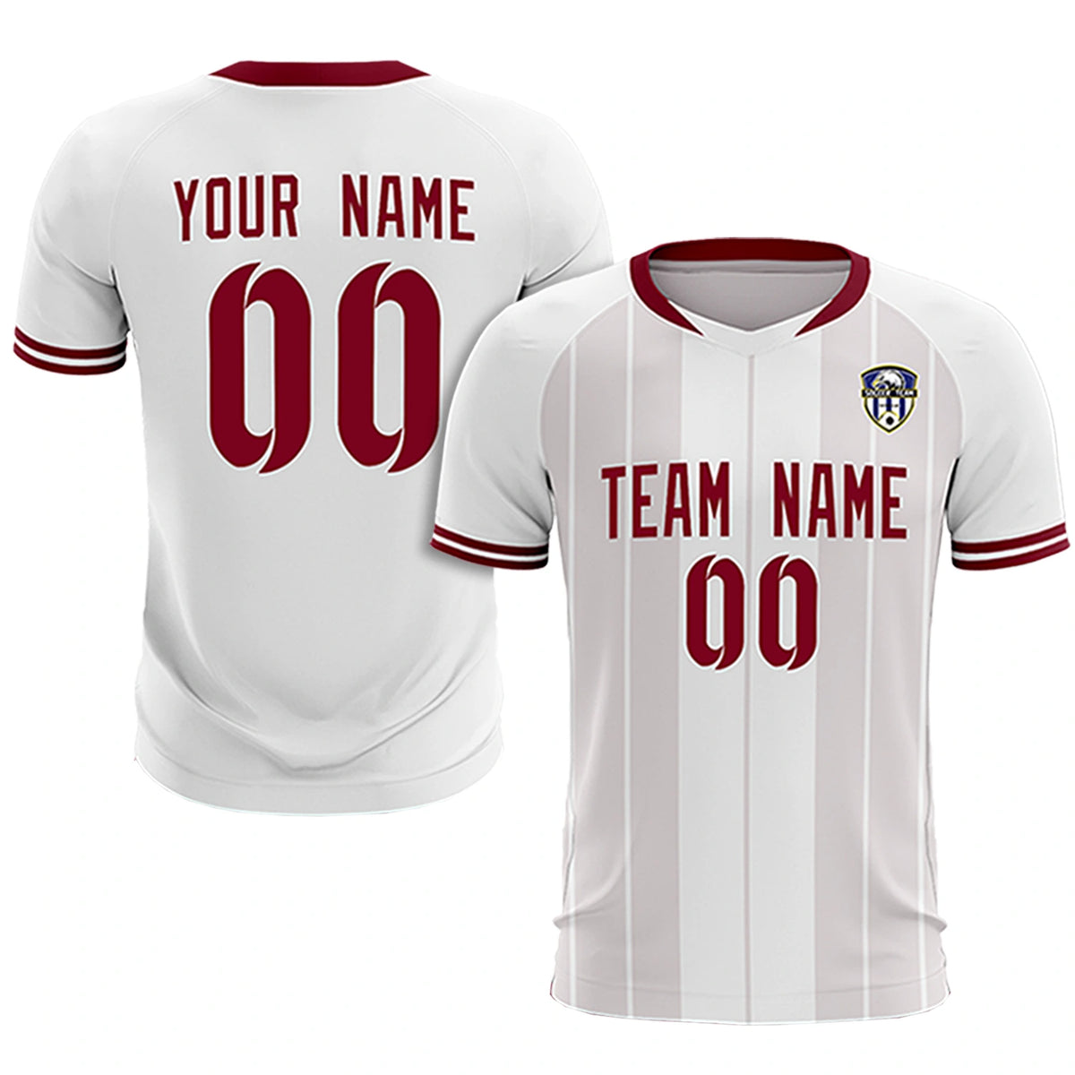 Custom White Crimson-Crimson Design Uniform Soccer Sets Jersey