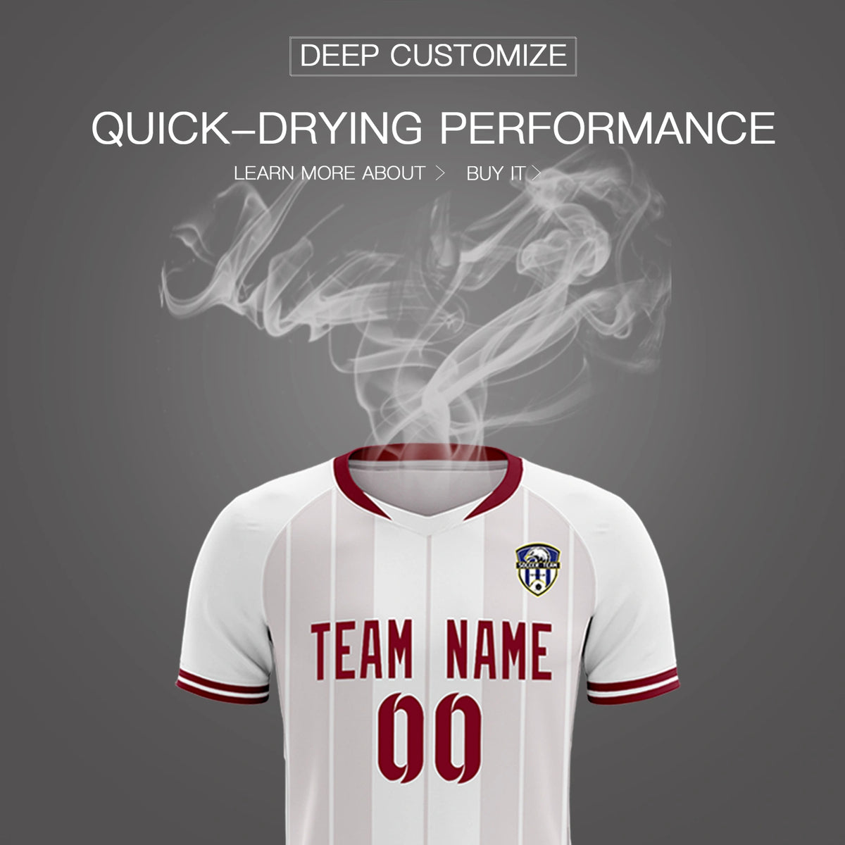Custom White Crimson-Crimson Design Uniform Soccer Sets Jersey