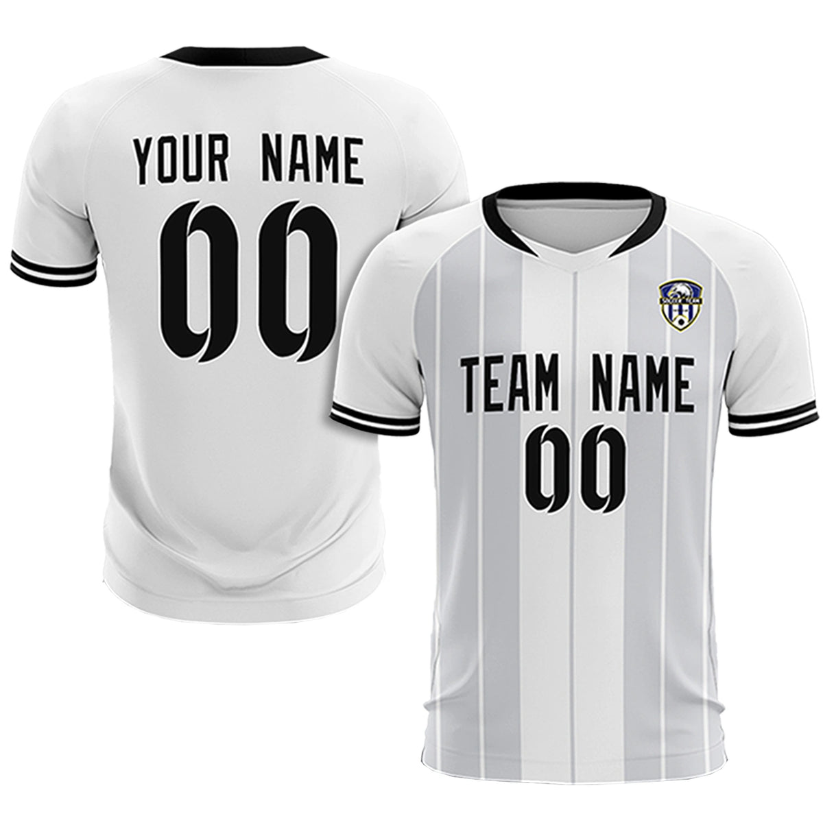 Custom White Black-Black Design Uniform Soccer Sets Jersey