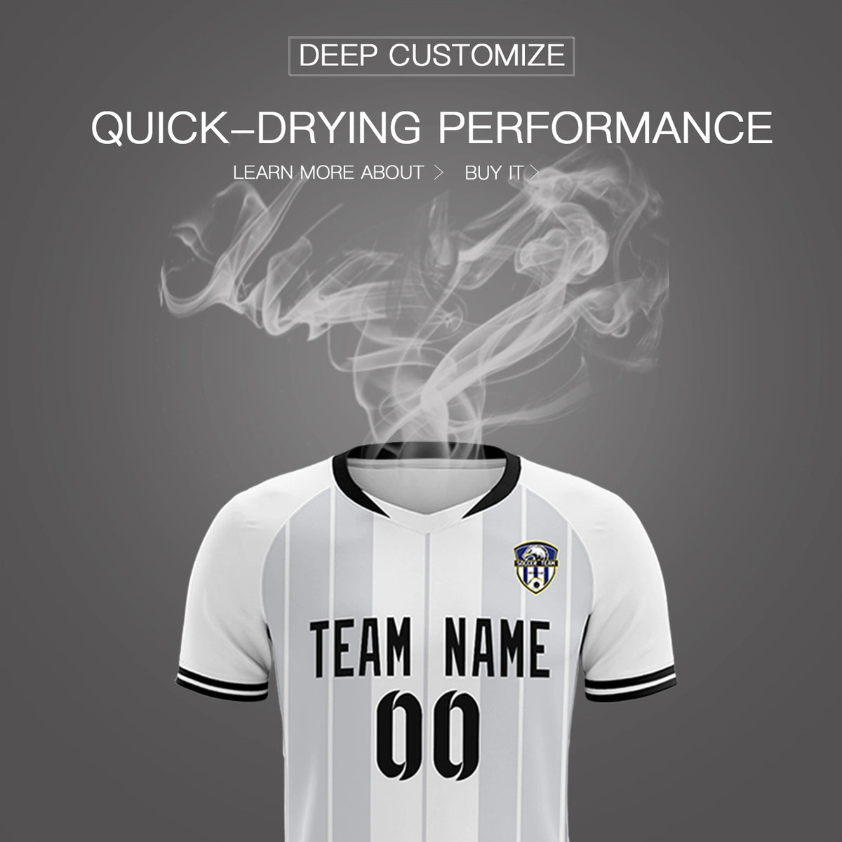 Custom White Black-Black Design Uniform Soccer Sets Jersey