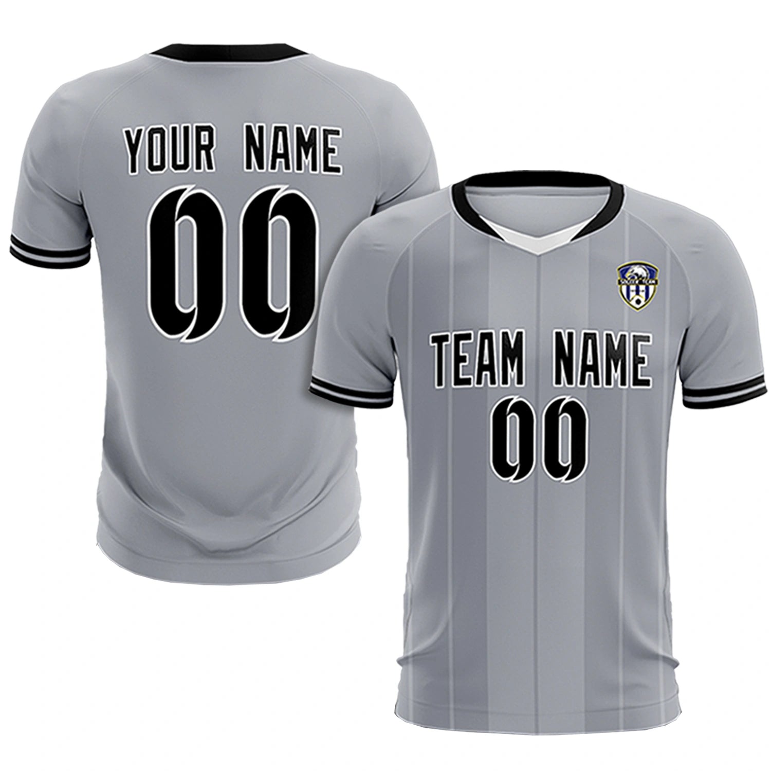 Custom Gray White-Black Design Uniform Soccer Sets Jersey