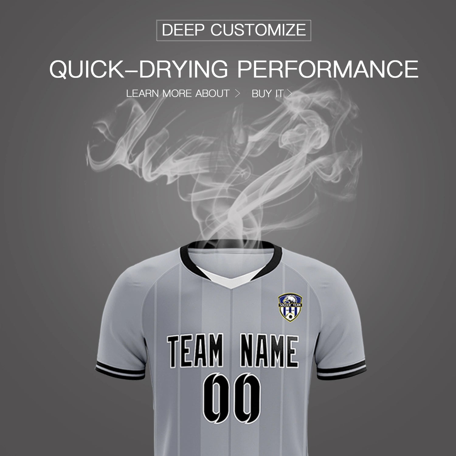 Custom Gray White-Black Design Uniform Soccer Sets Jersey