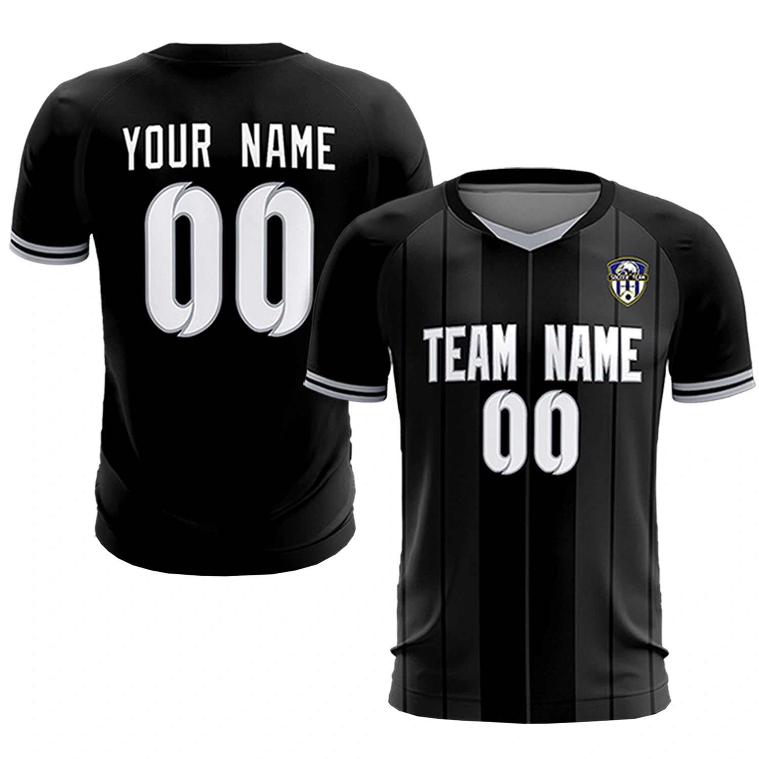 Custom Black Gray-Black Design Uniform Soccer Sets Jersey