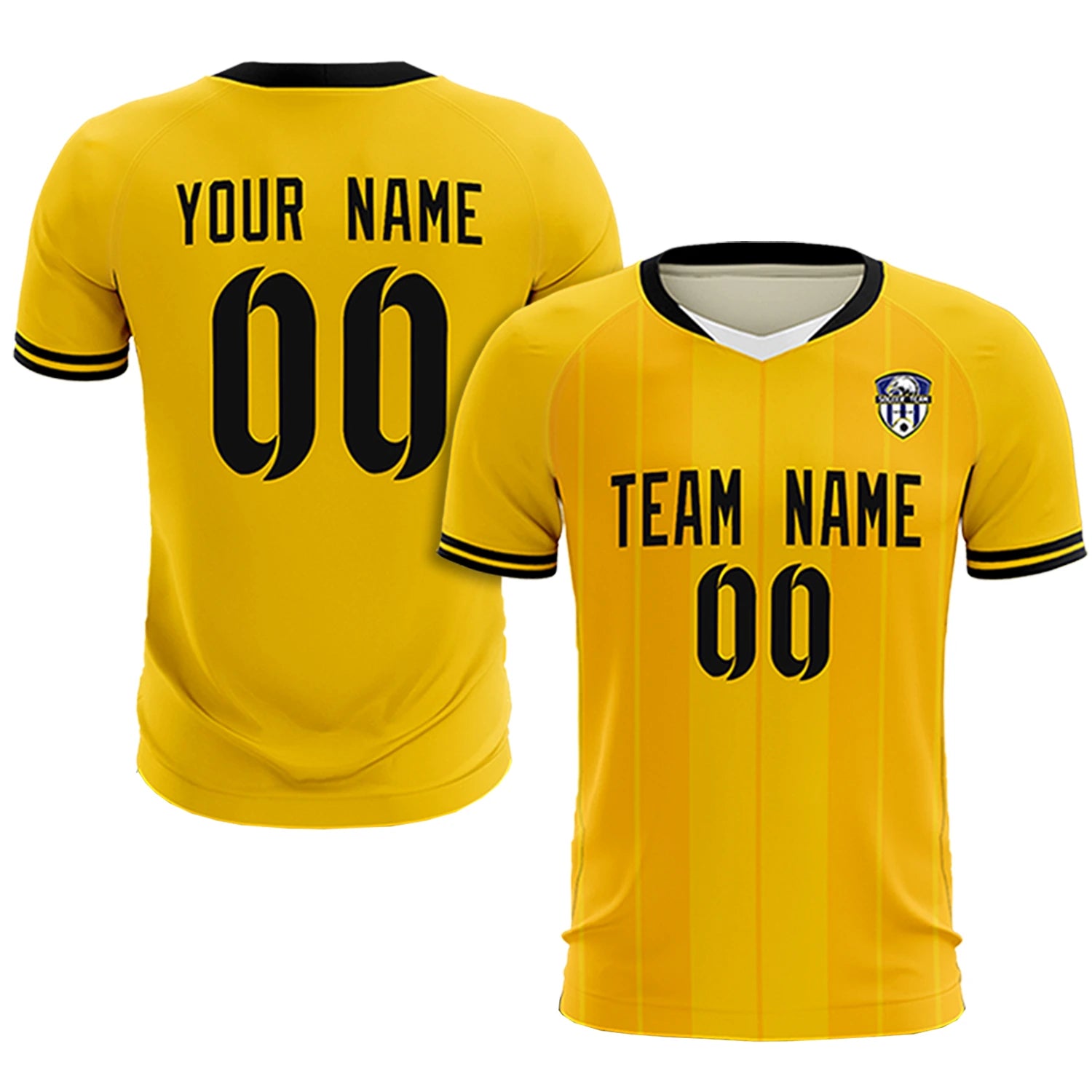 Custom Gold 01 White-Black Design Uniform Soccer Sets Jersey