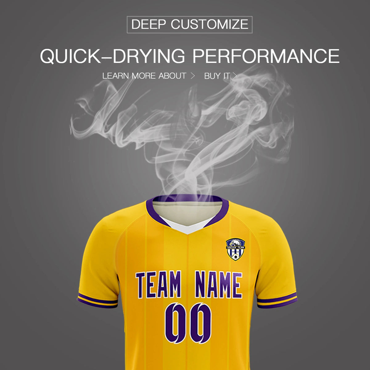 Custom Gold 01 White-Purple Design Uniform Soccer Sets Jersey