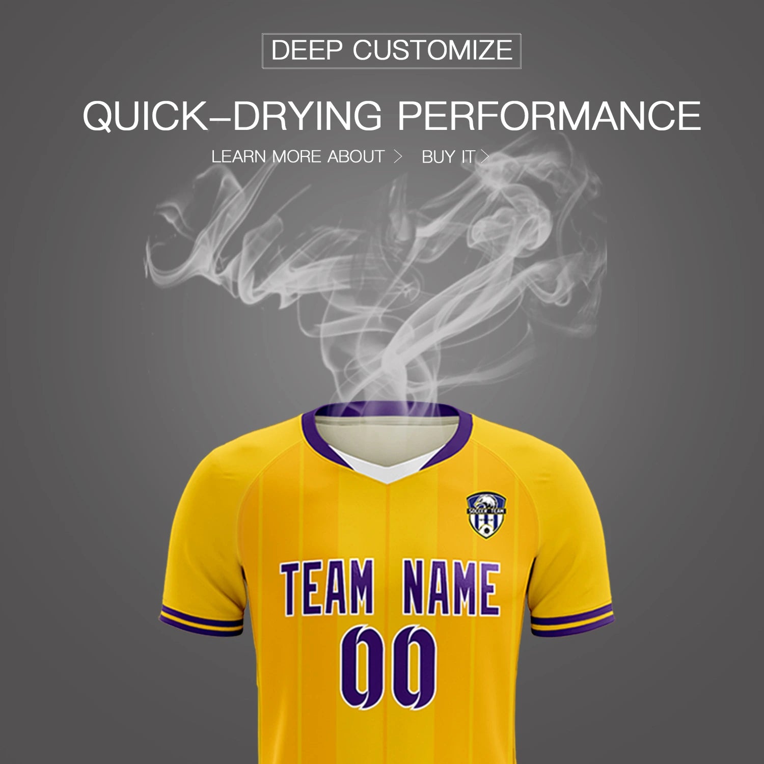 Custom Gold 01 White-Purple Design Uniform Soccer Sets Jersey