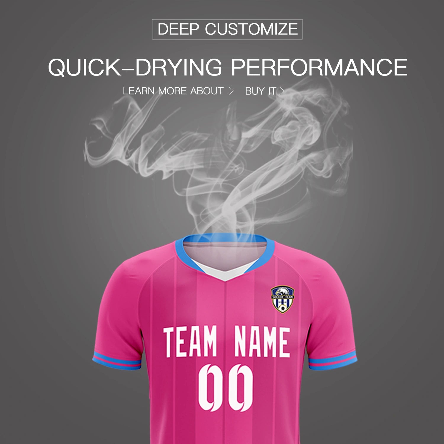 Custom Pink Powder Blue-Black Design Uniform Soccer Sets Jersey