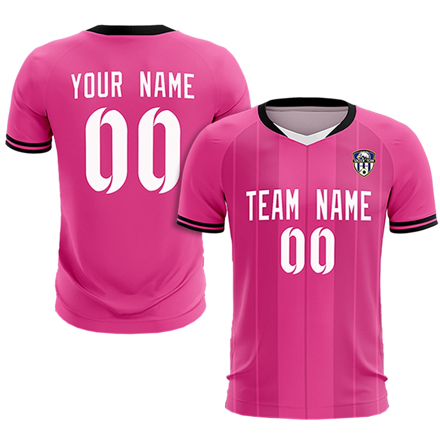 Custom Pink White-Black Design Uniform Soccer Sets Jersey