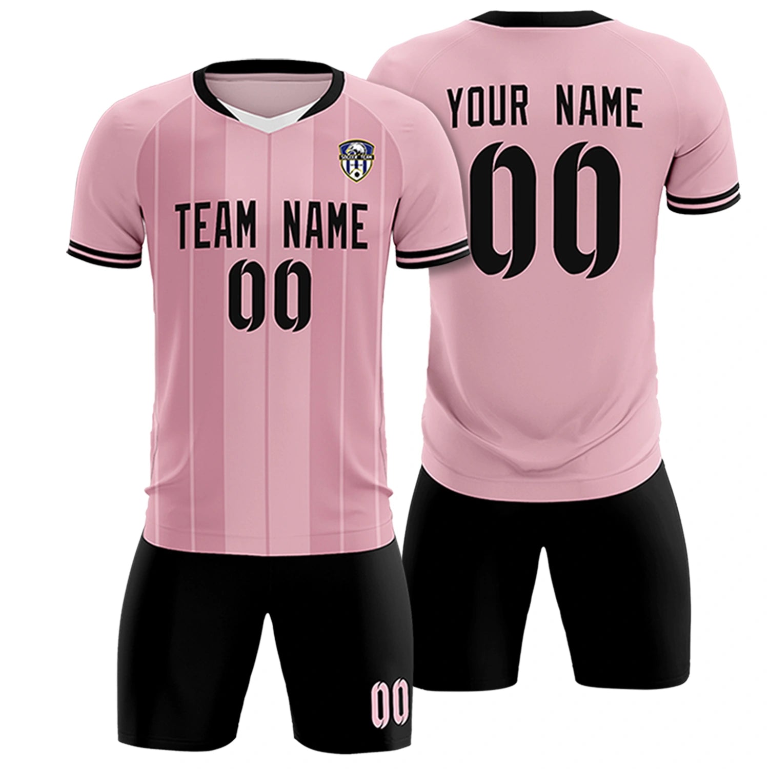 Custom Light Pink White-Black Design Uniform Soccer Sets Jersey