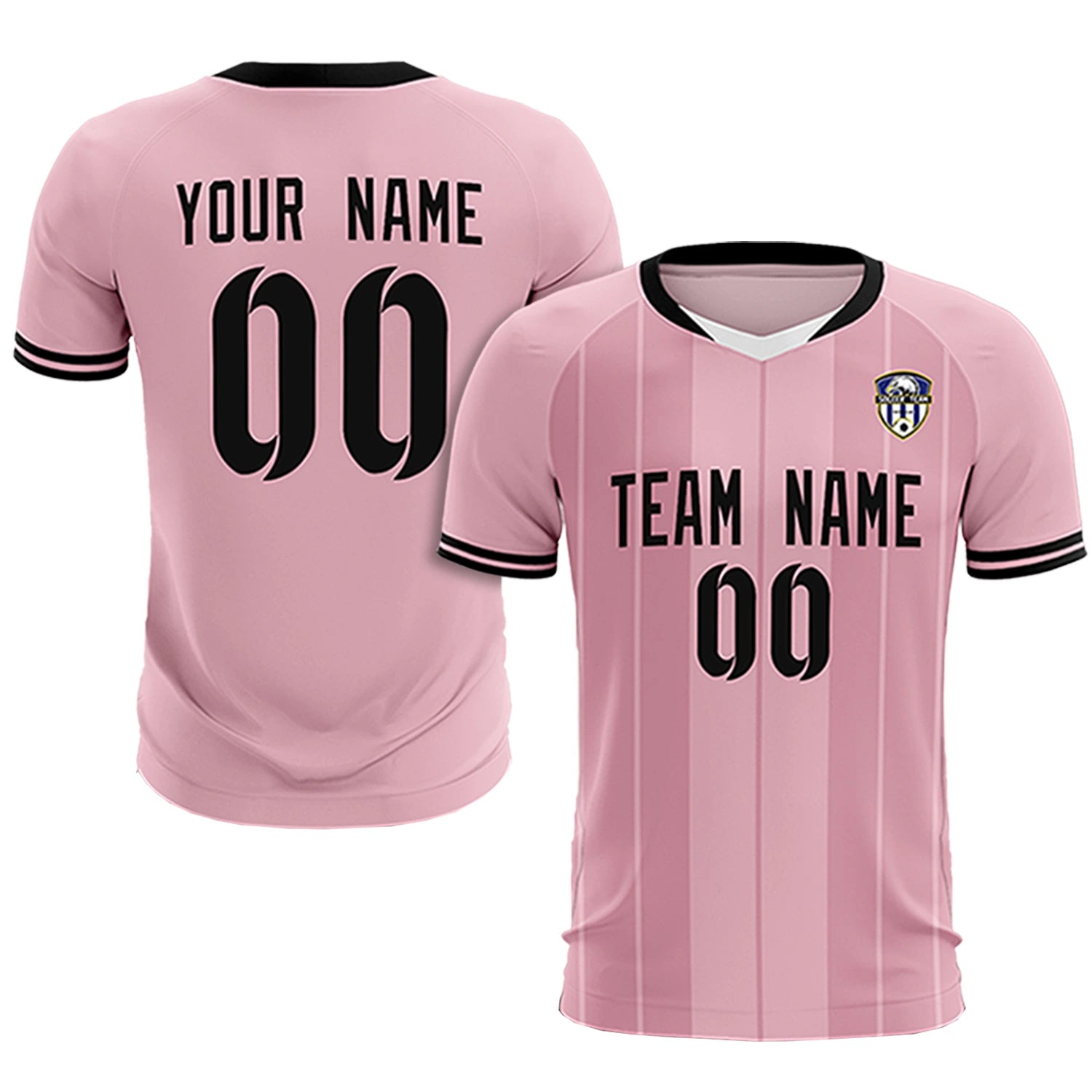 Custom Light Pink White-Black Design Uniform Soccer Sets Jersey