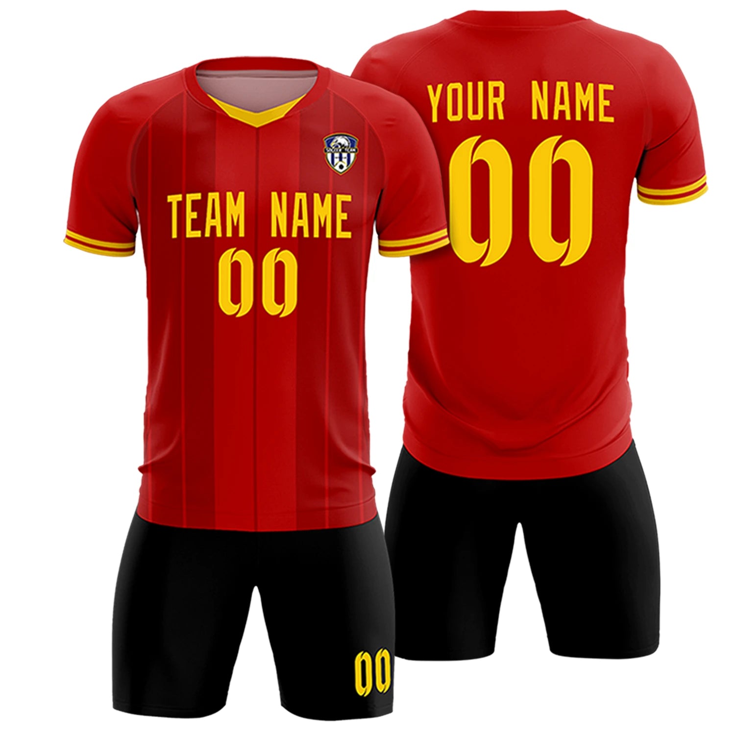 Custom Red Gold 01-Black Design Uniform Soccer Sets Jersey