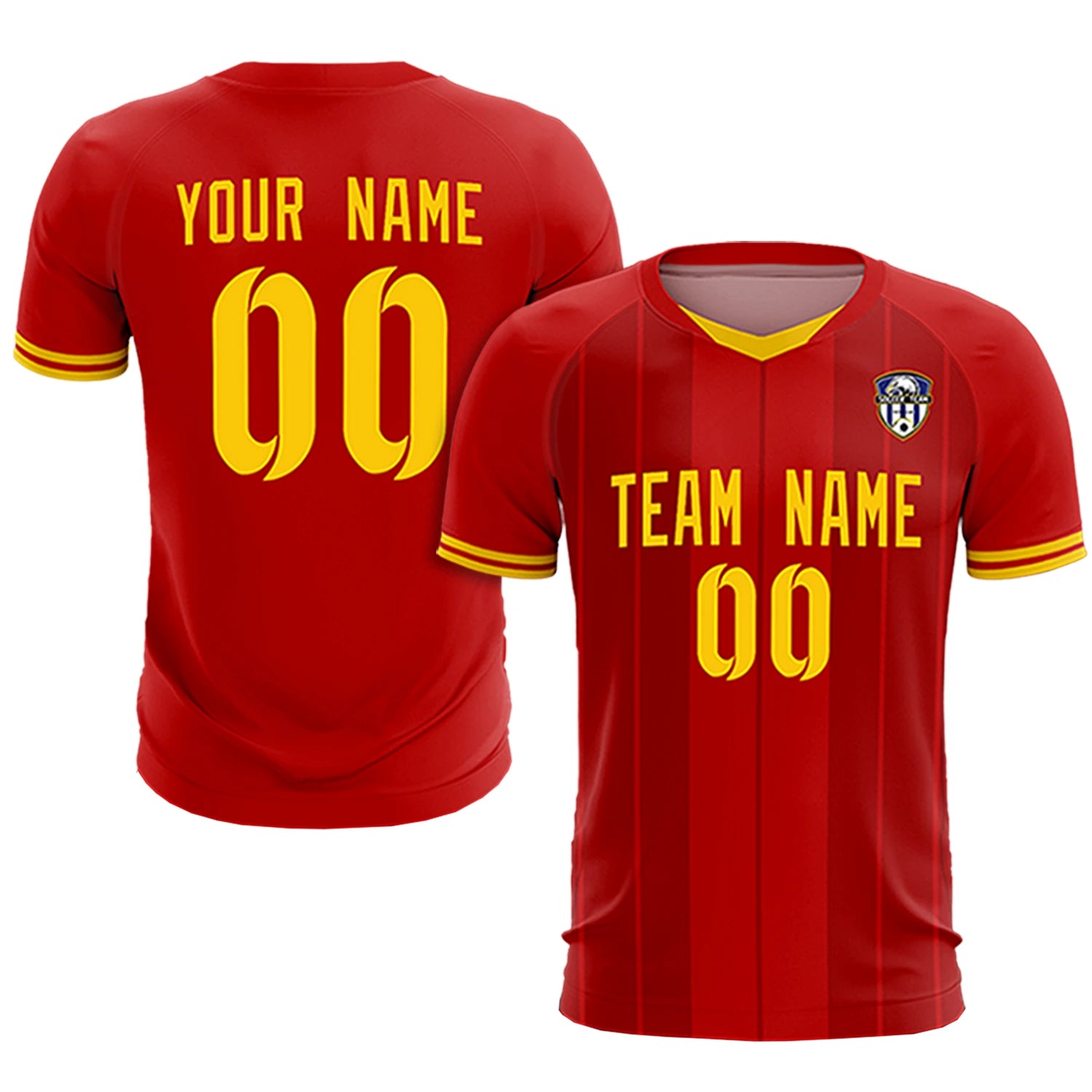 Custom Red Gold 01-Black Design Uniform Soccer Sets Jersey