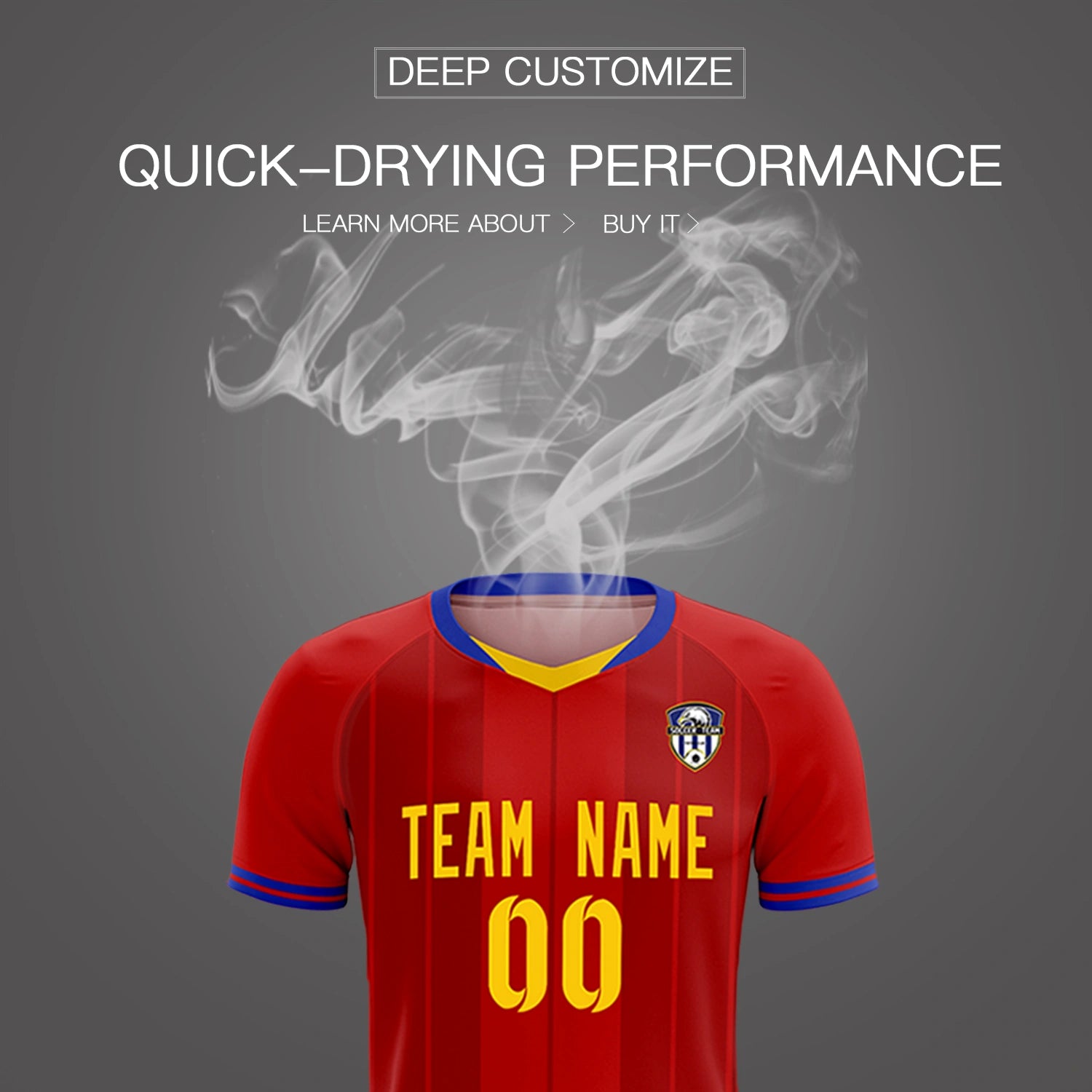 Custom Red Gold 01-Royal Blue Design Uniform Soccer Sets Jersey