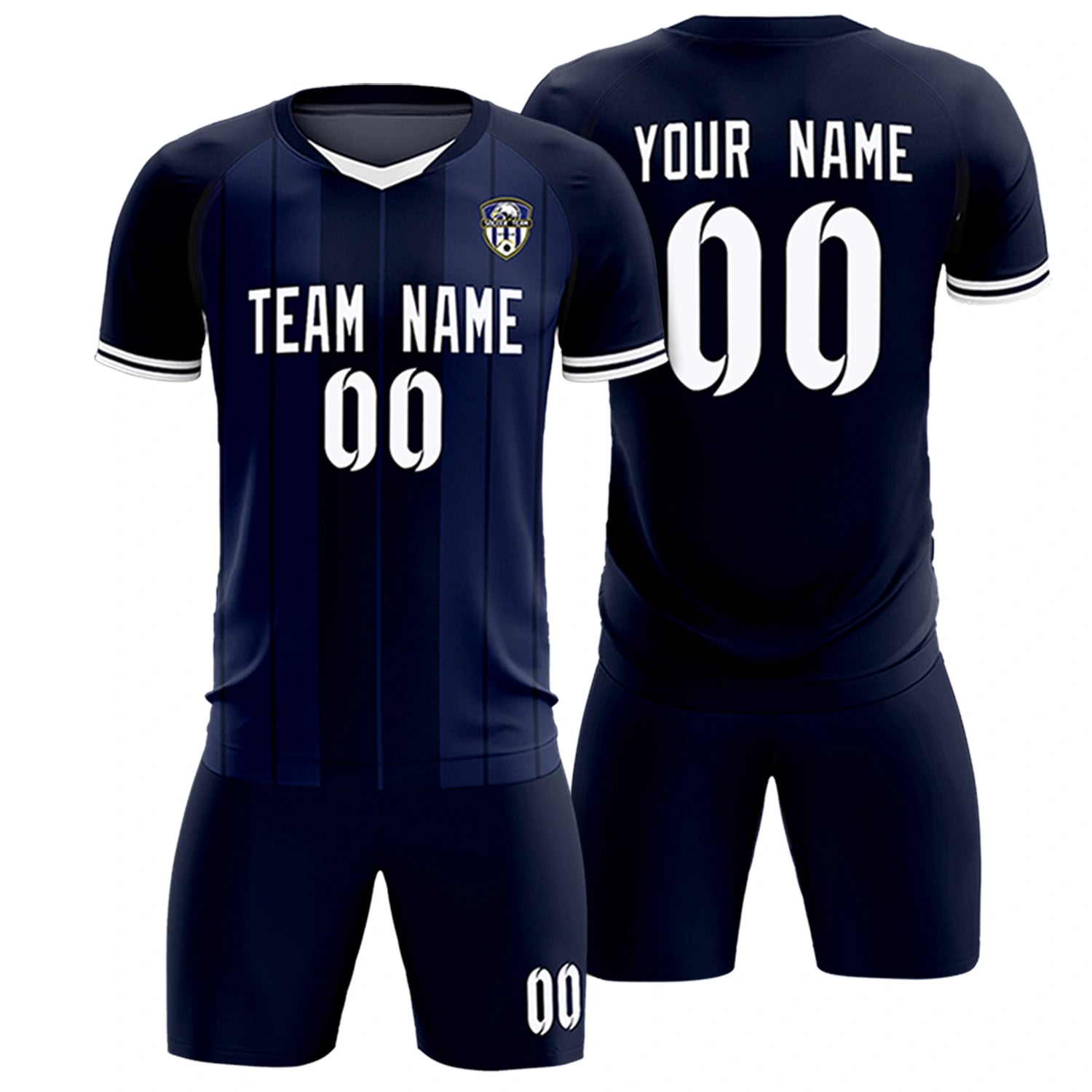 Custom Navy White-Navy Design Uniform Soccer Sets Jersey