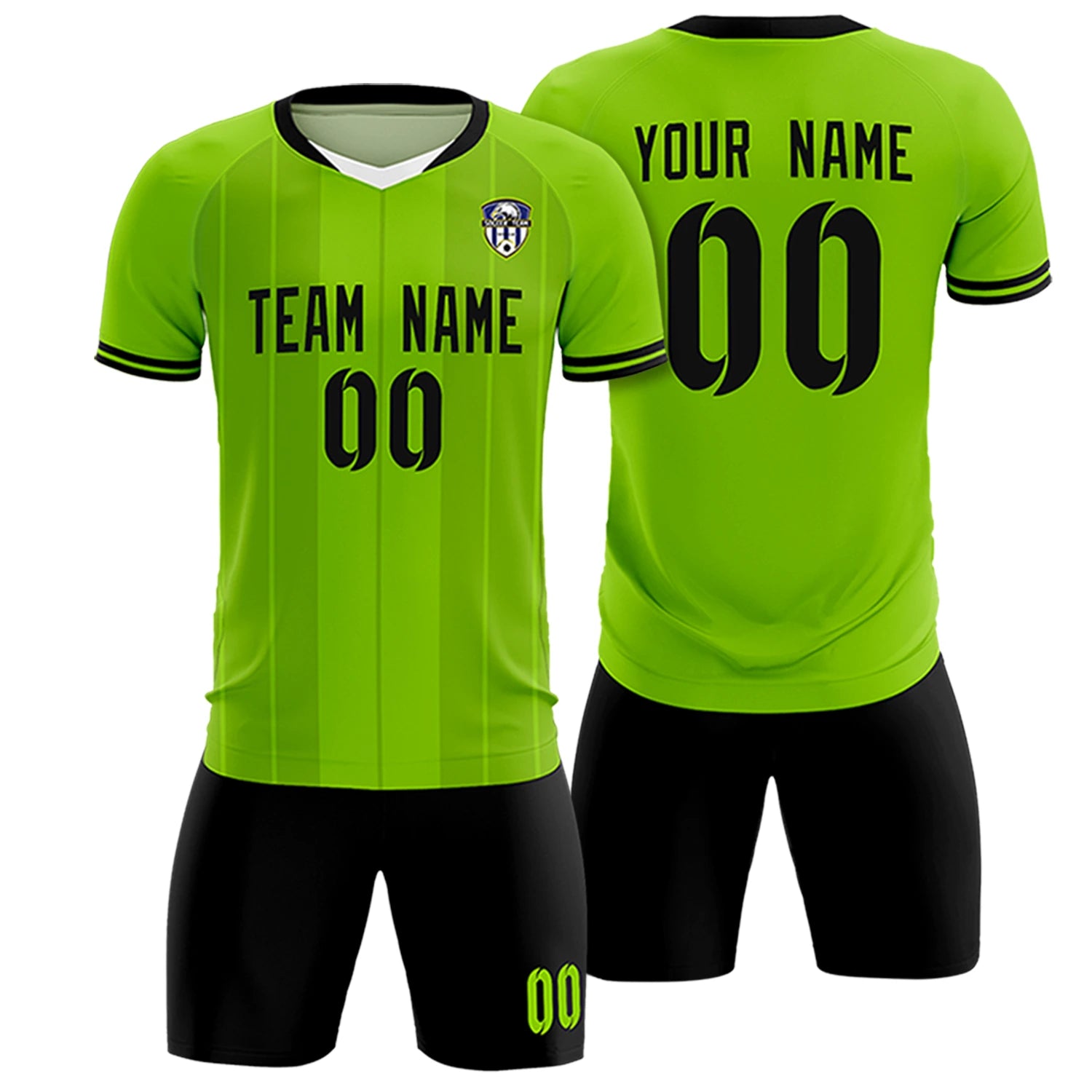 Custom Neon Green White-Black Design Uniform Soccer Sets Jersey