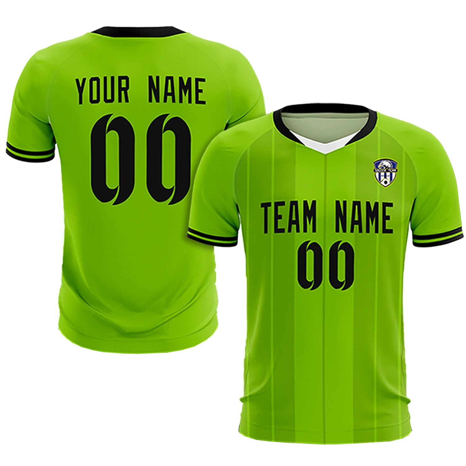 Custom Neon Green White-Black Design Uniform Soccer Sets Jersey