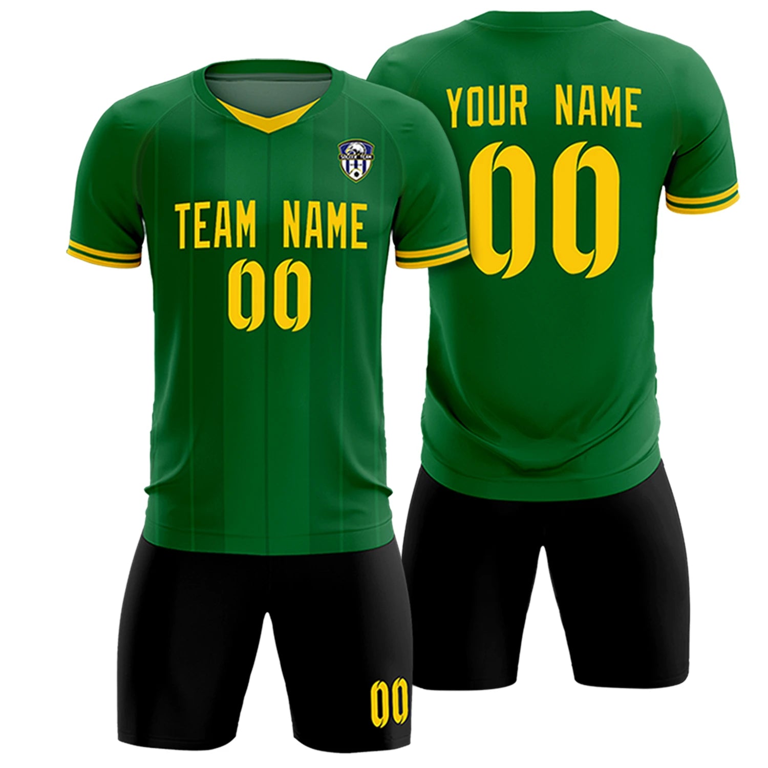 Custom Kelly Green Gold 01-Black Design Uniform Soccer Sets Jersey