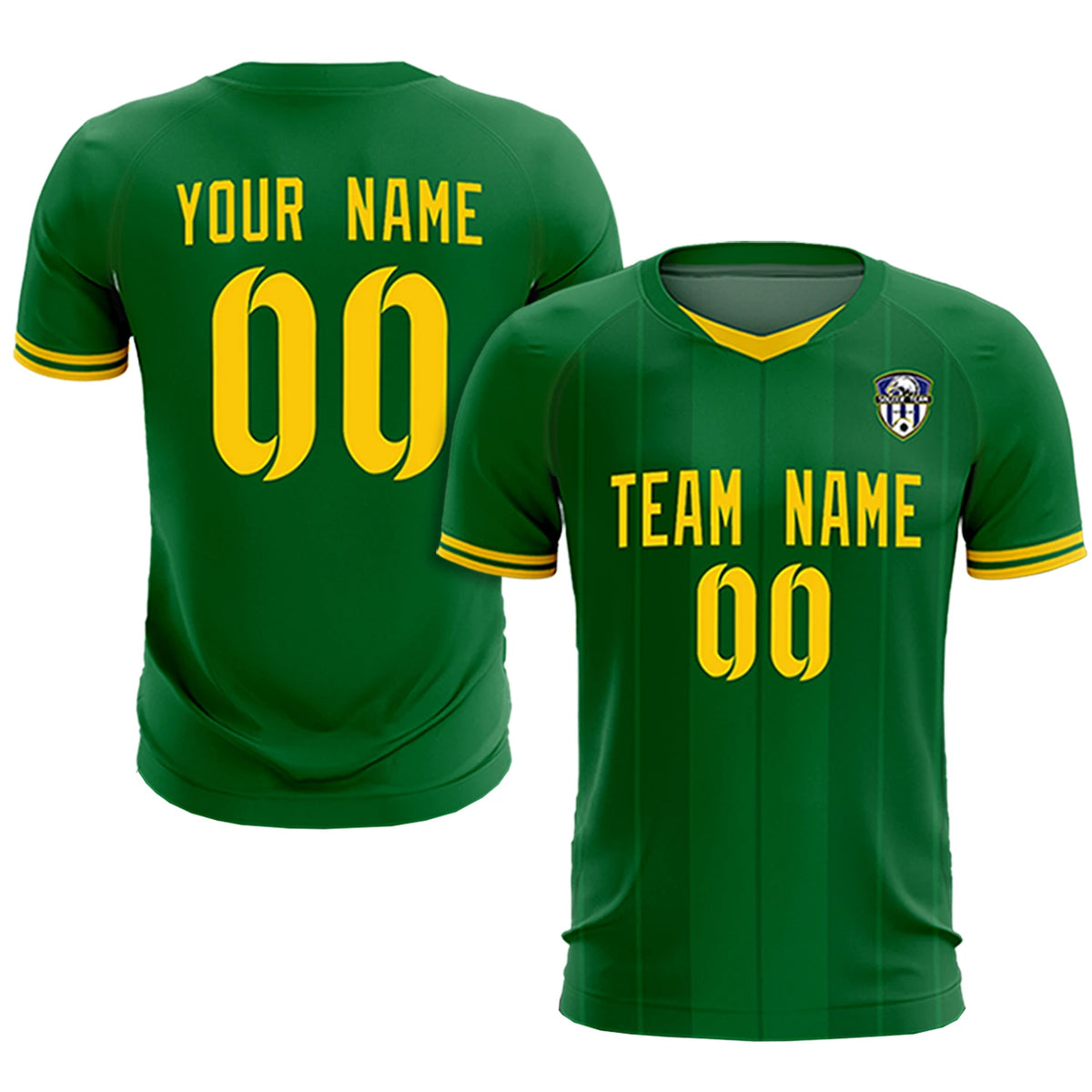 Custom Kelly Green Gold 01-Black Design Uniform Soccer Sets Jersey