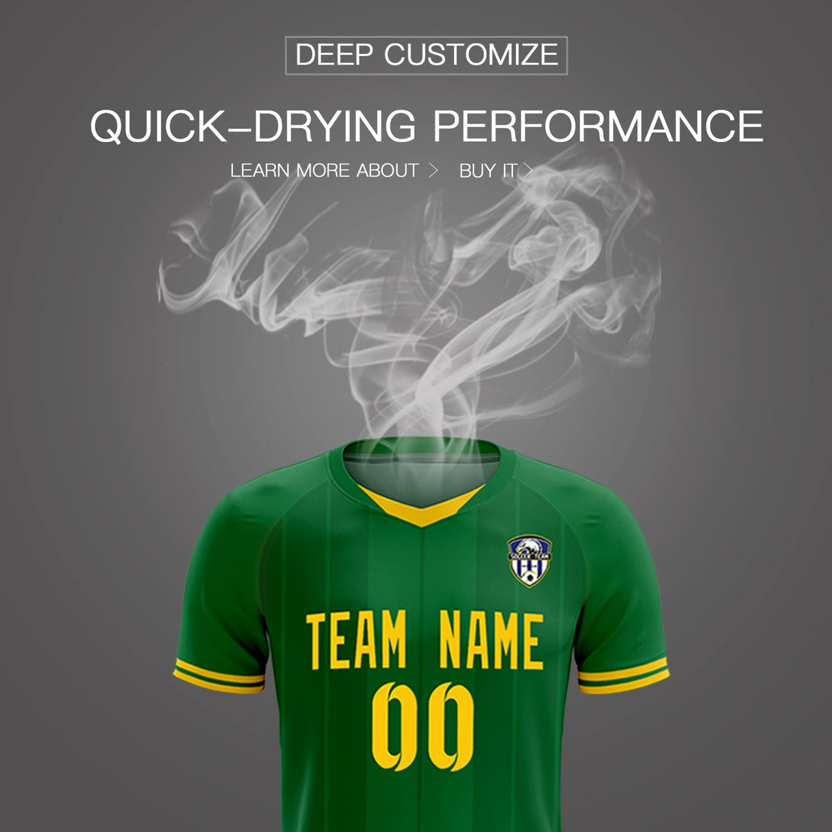 Custom Kelly Green Gold 01-Black Design Uniform Soccer Sets Jersey