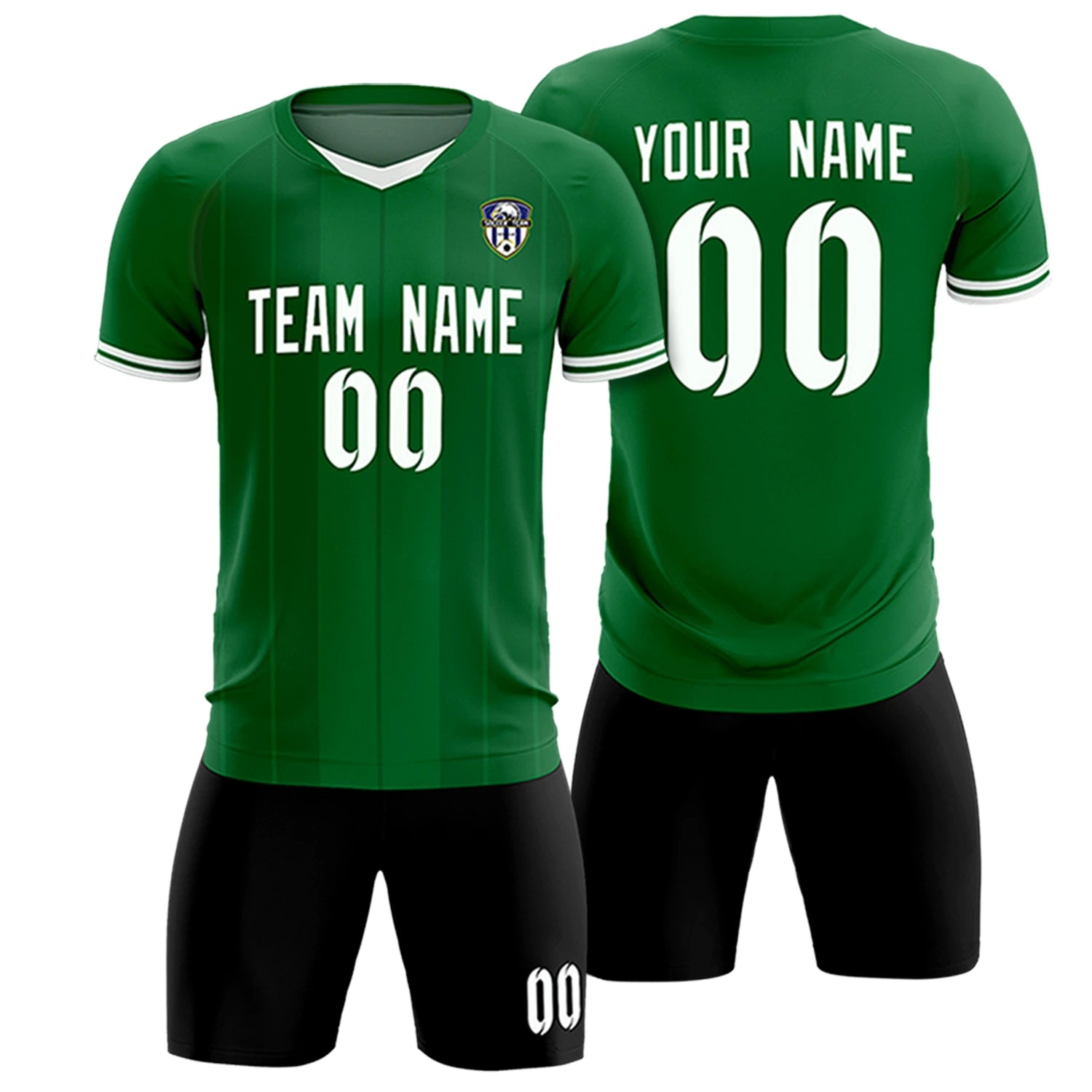 Custom Kelly Green White-Black Design Uniform Soccer Sets Jersey