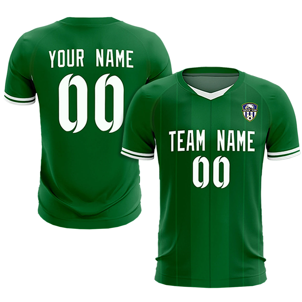 Custom Kelly Green White-Black Design Uniform Soccer Sets Jersey