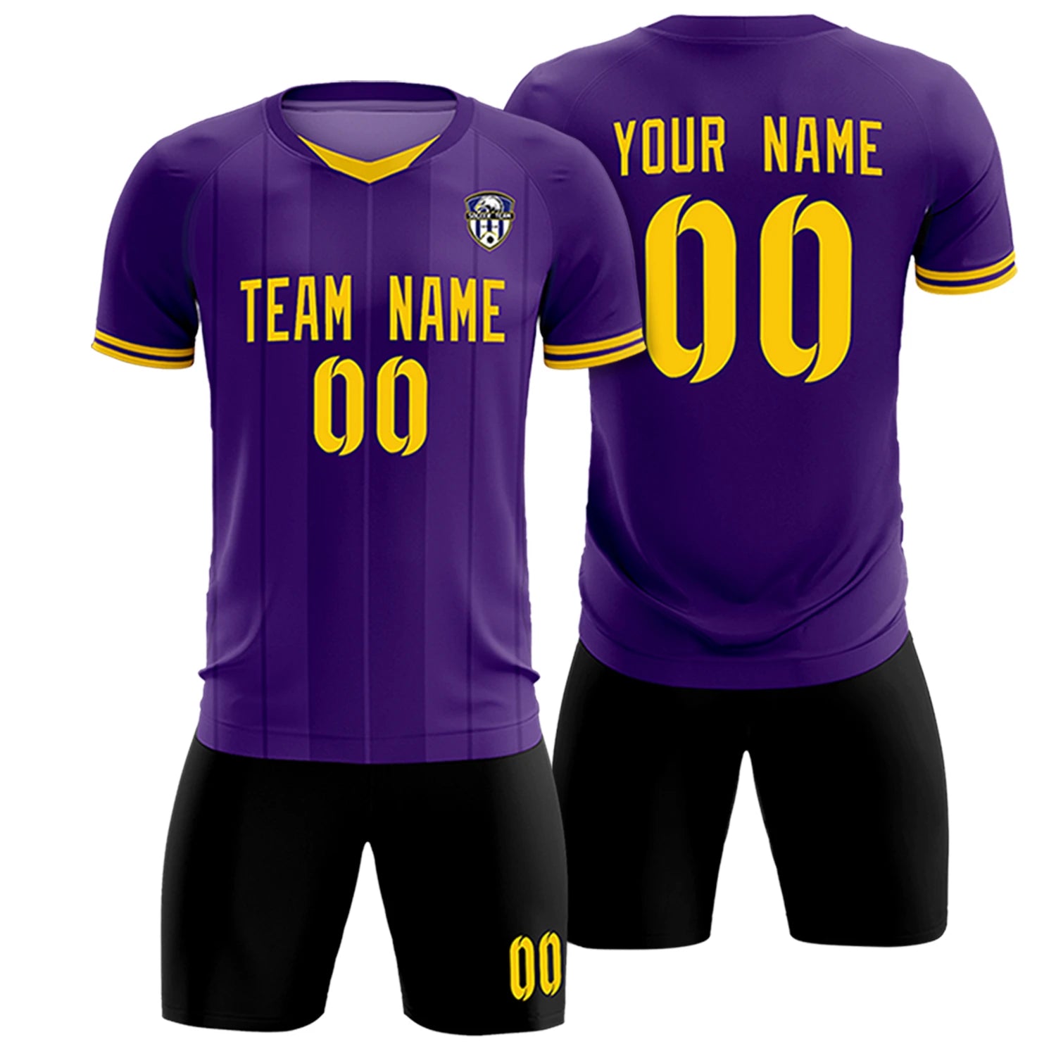 Custom Purple Gold 01-Black Design Uniform Soccer Sets Jersey