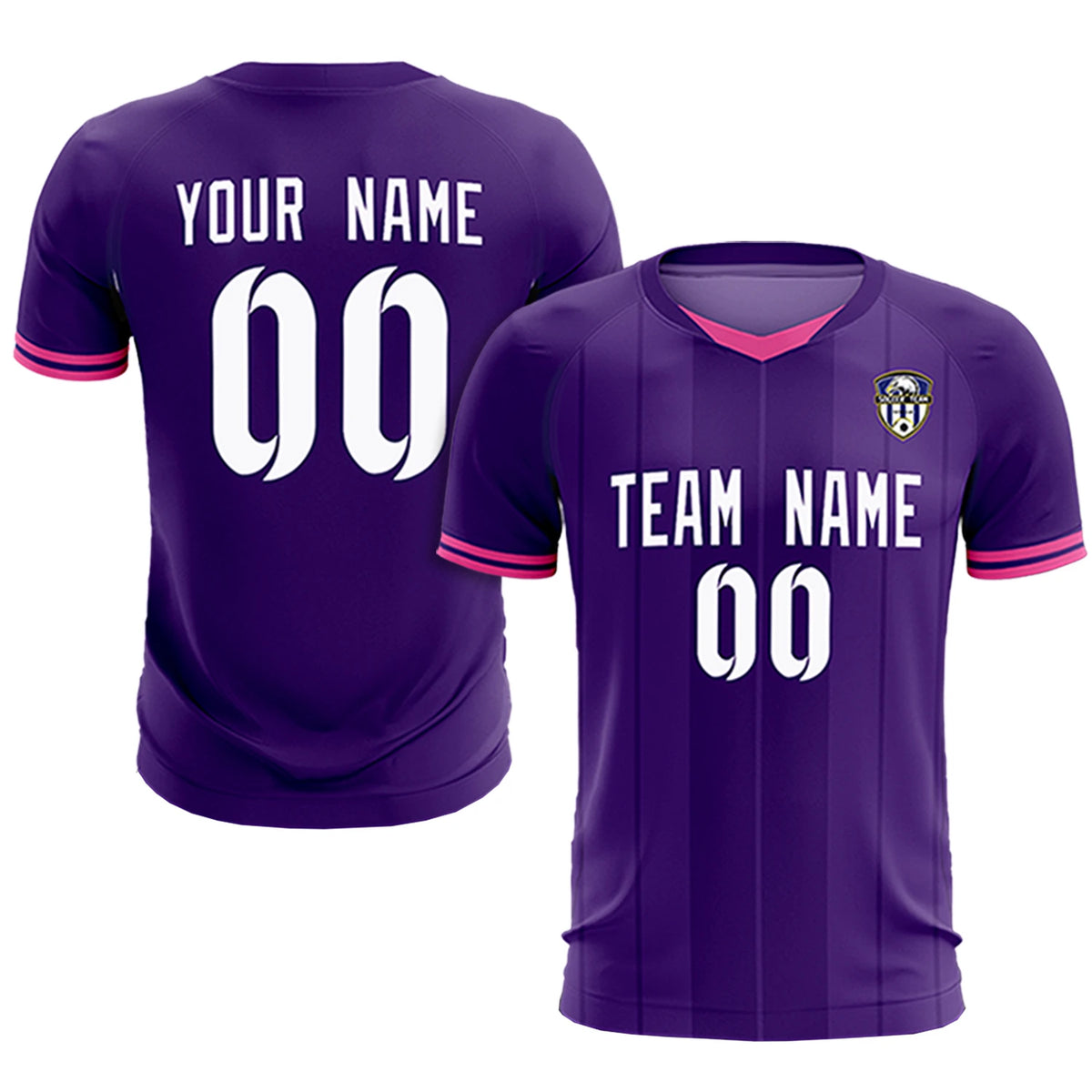 Custom Purple Pink-Black Design Uniform Soccer Sets Jersey