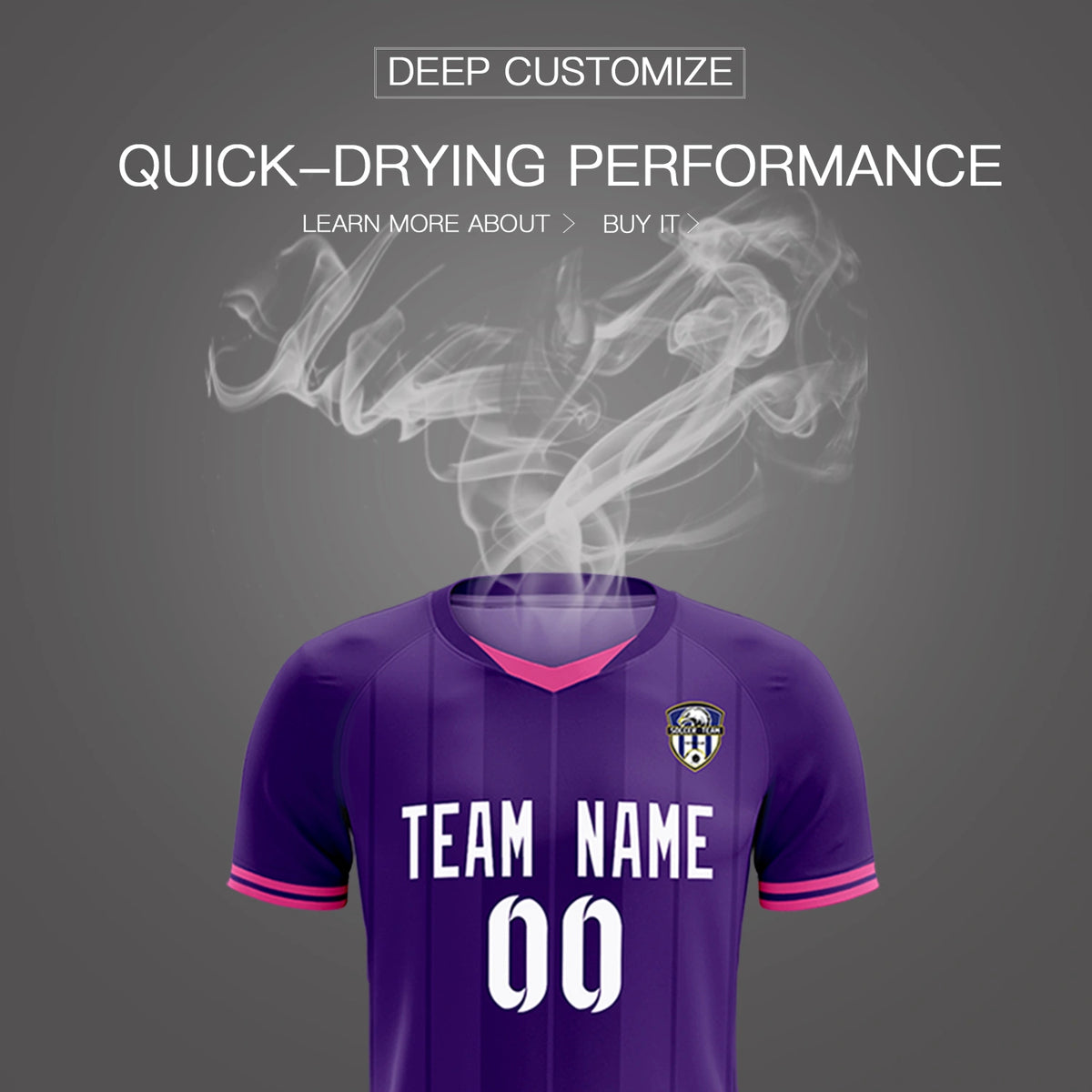 Custom Purple Pink-Black Design Uniform Soccer Sets Jersey