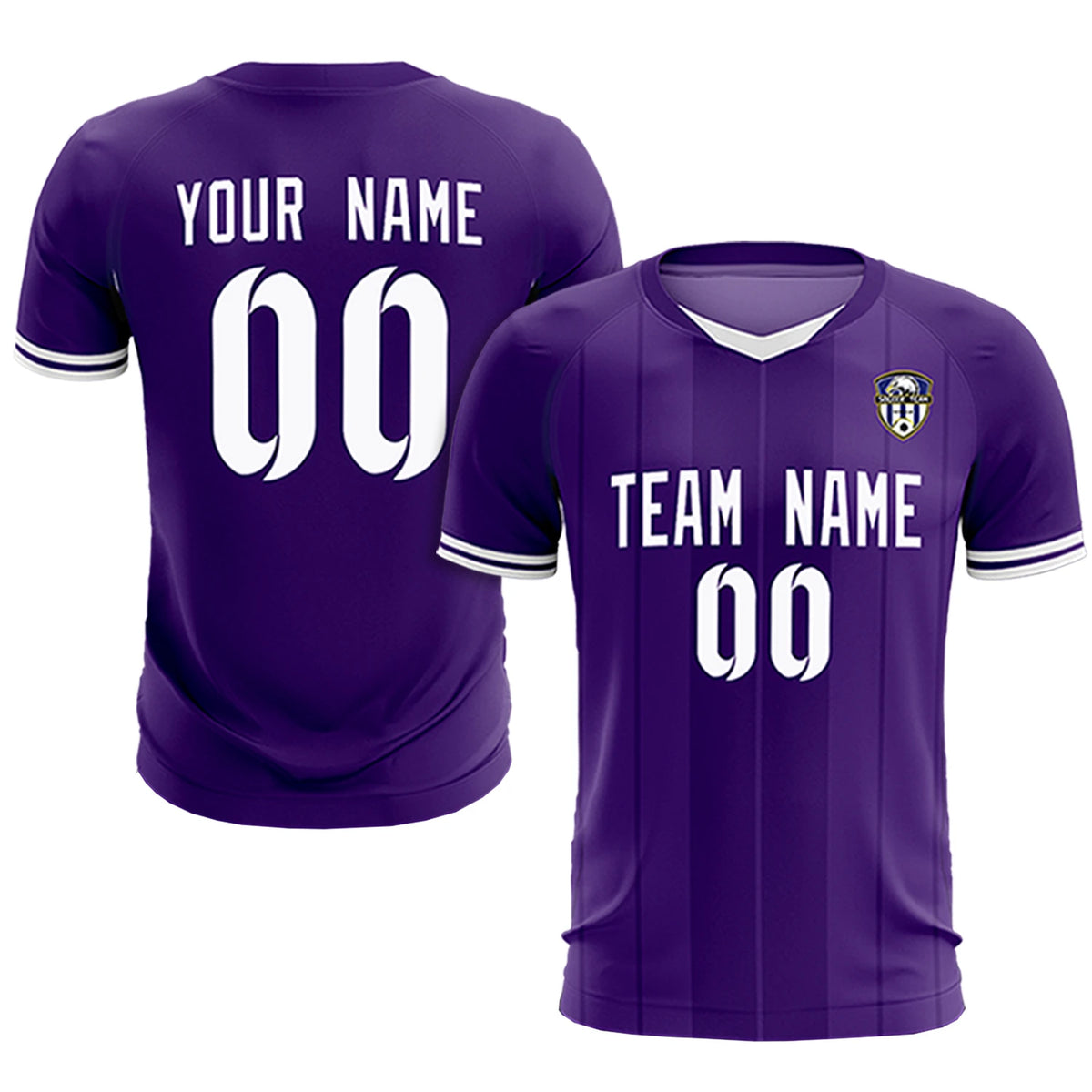 Custom Purple White-Black Design Uniform Soccer Sets Jersey